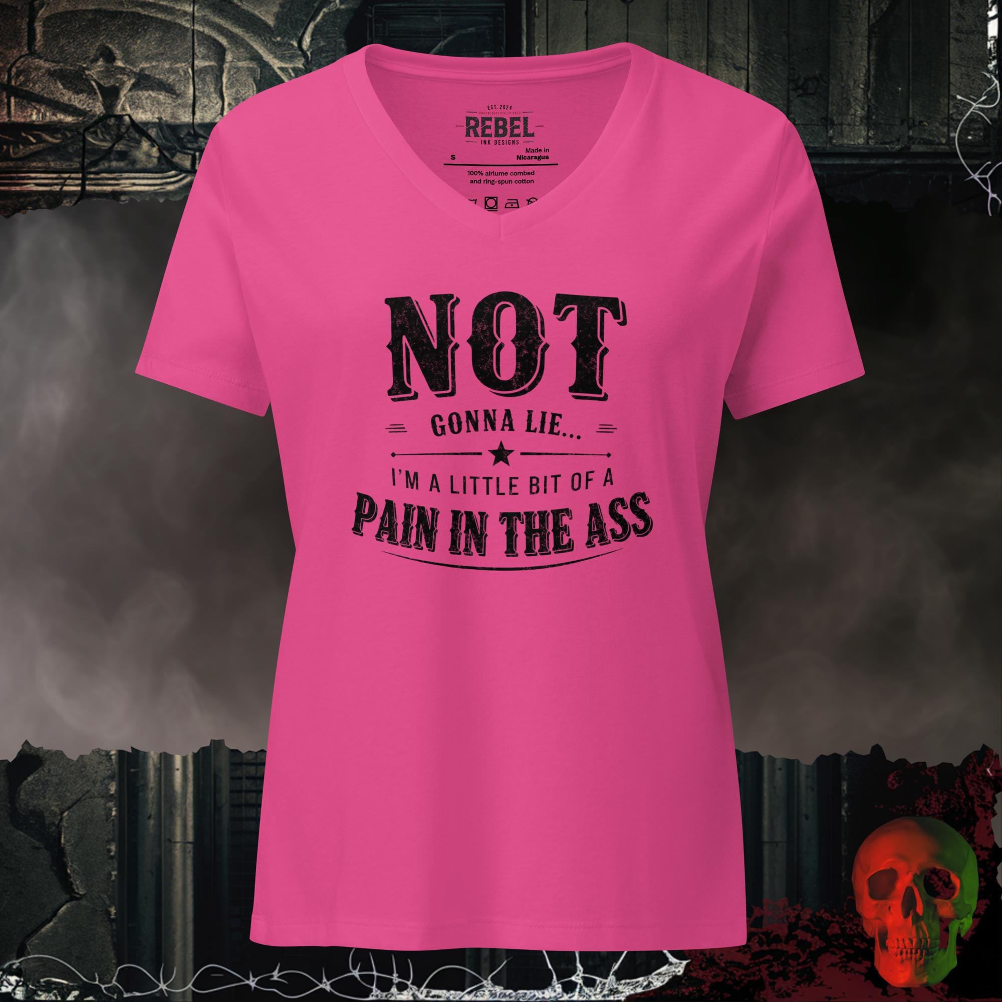 V-Neck Berry / S Not Gonna Lie Women's Relaxed V-Neck