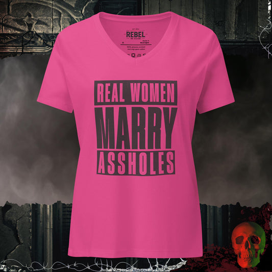 V-Neck Berry / S Real Women Marry Assholes Relaxed V-Neck