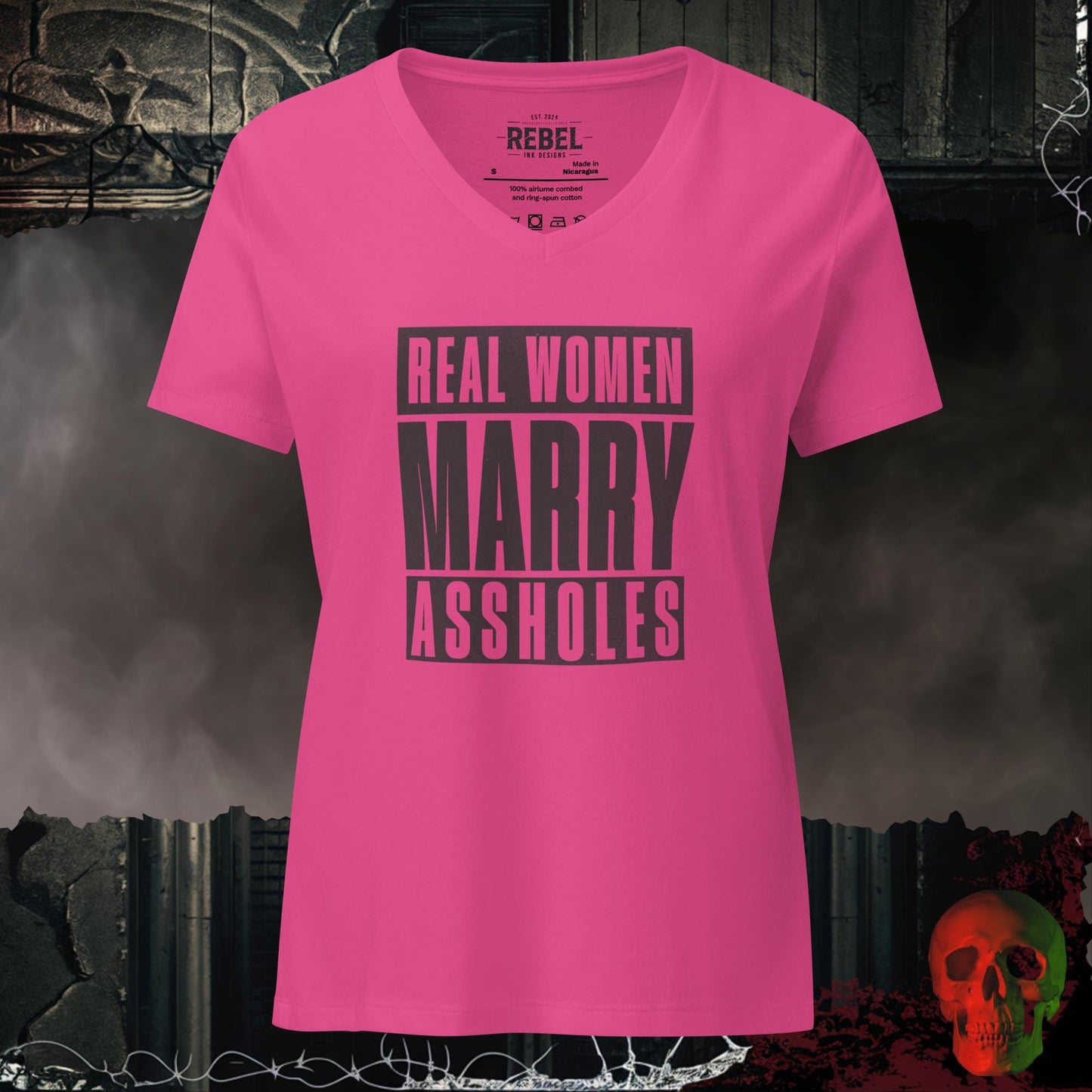 V-Neck Berry / S Real Women Marry Assholes Relaxed V-Neck