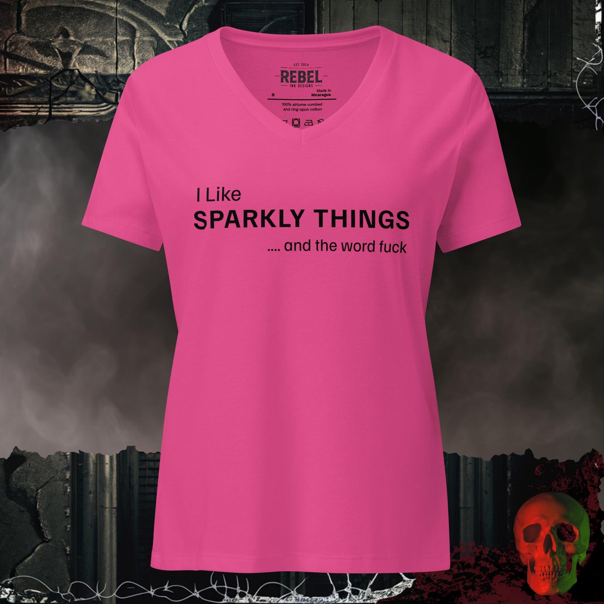 V-Neck Berry / S Sparkly Things Relaxed V-Neck