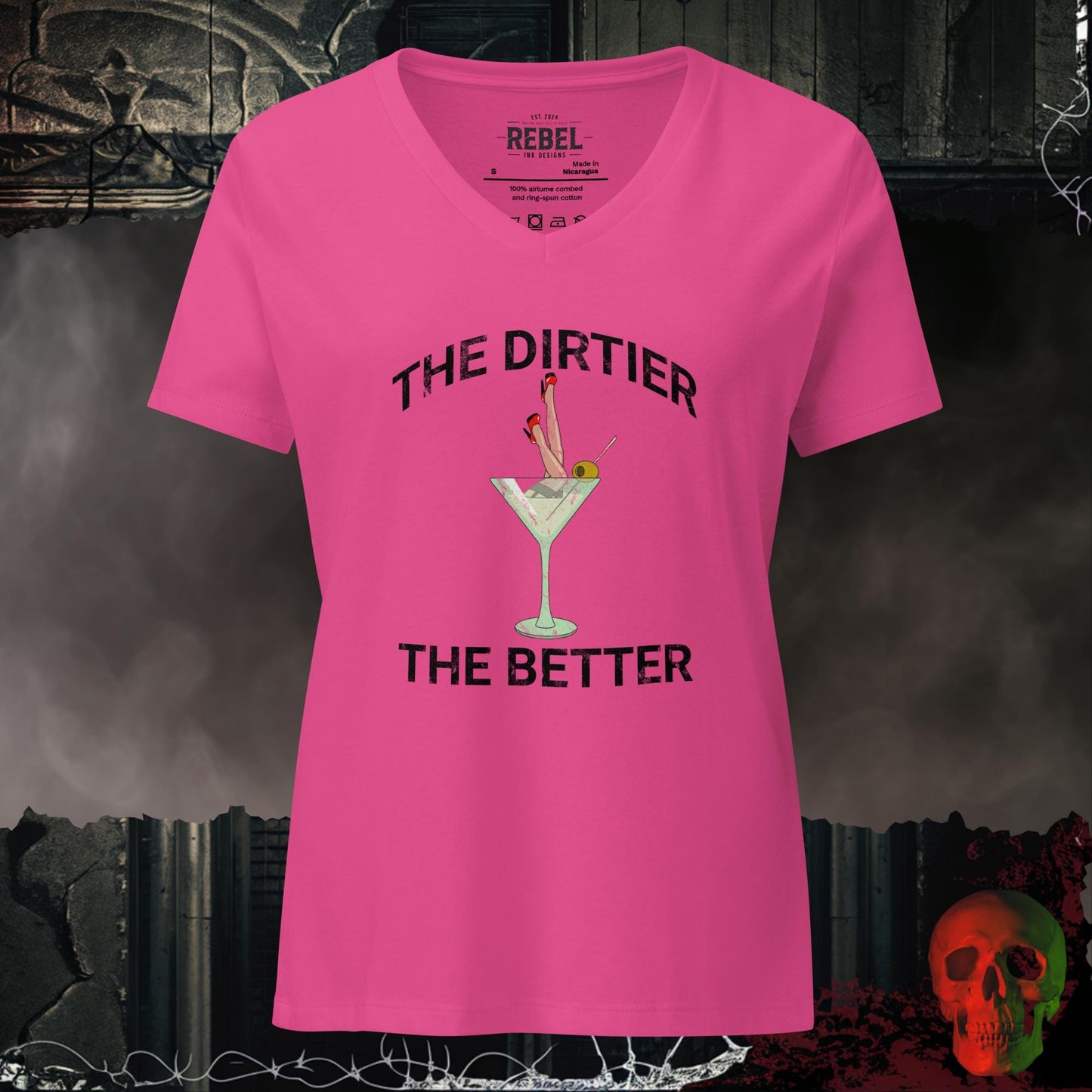 V-Neck Berry / S The Dirtier The Better Relaxed V-Neck