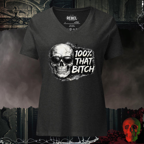 V-Neck Dark Grey Heather / S 100% That Bitch Relaxed V-Neck