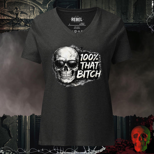 V-Neck Dark Grey Heather / S 100% That Bitch Relaxed V-Neck