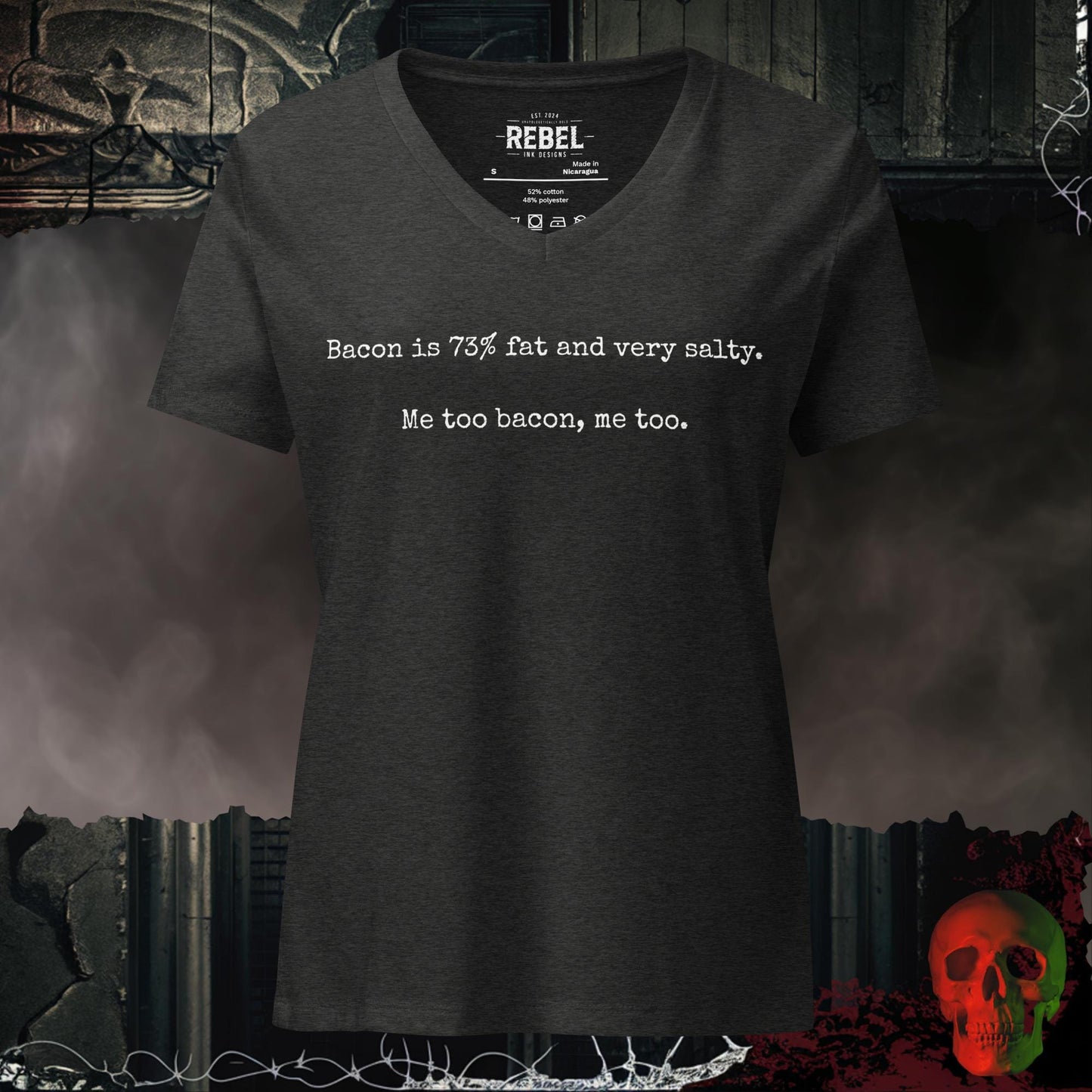 V-Neck Dark Grey Heather / S Bacon and Me Relaxed V-Neck