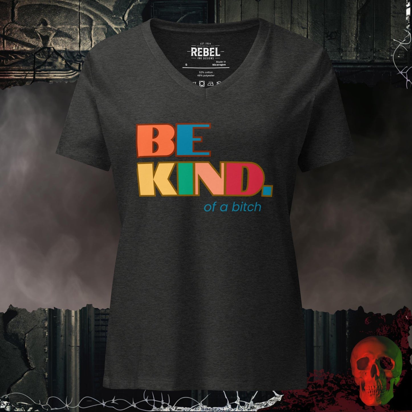 V-Neck Dark Grey Heather / S Be Kind... of a B!tch Relaxed V-Neck