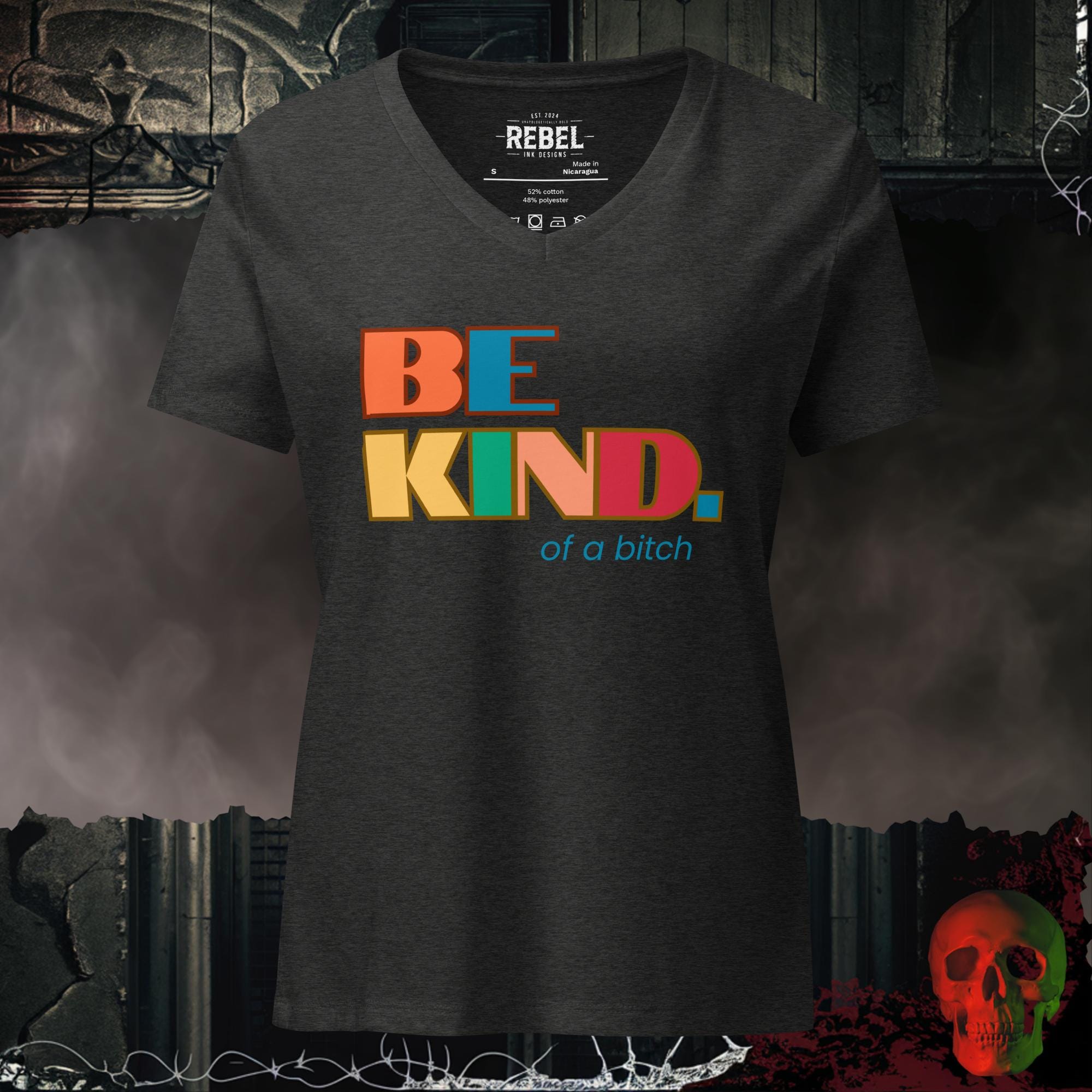 V-Neck Dark Grey Heather / S Be Kind... of a B!tch Relaxed V-Neck