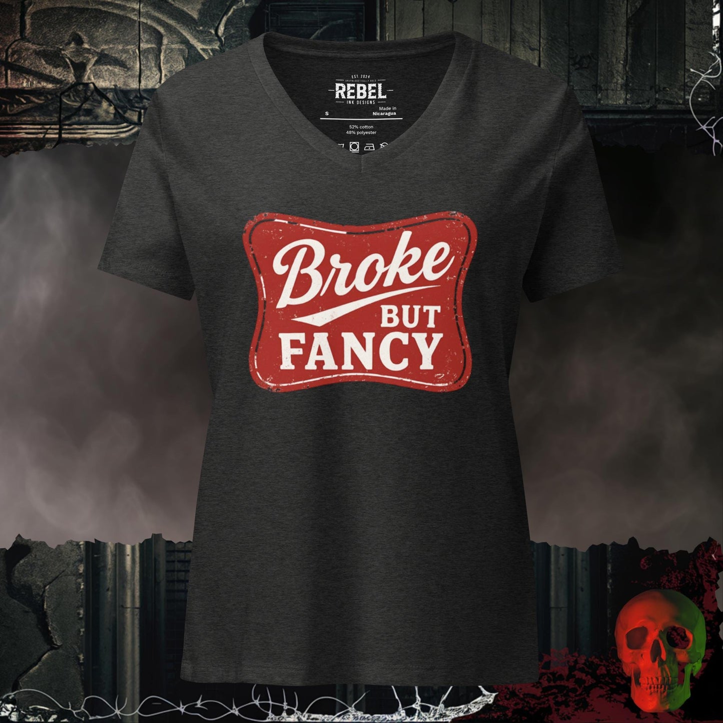 V-Neck Dark Grey Heather / S Broke But Fancy Relaxed V-Neck