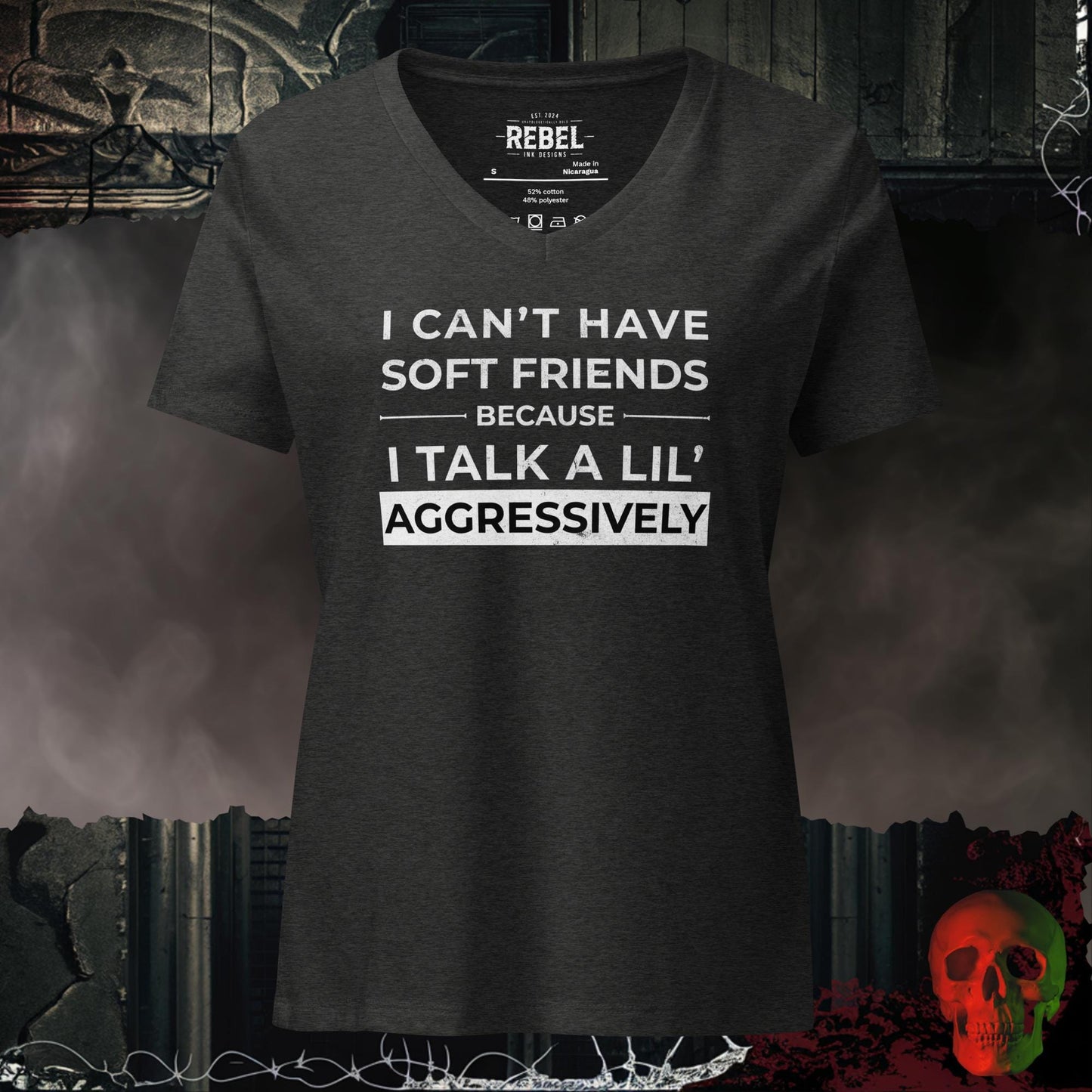 V-Neck Dark Grey Heather / S Can't Have Soft Friends Relaxed V-Neck