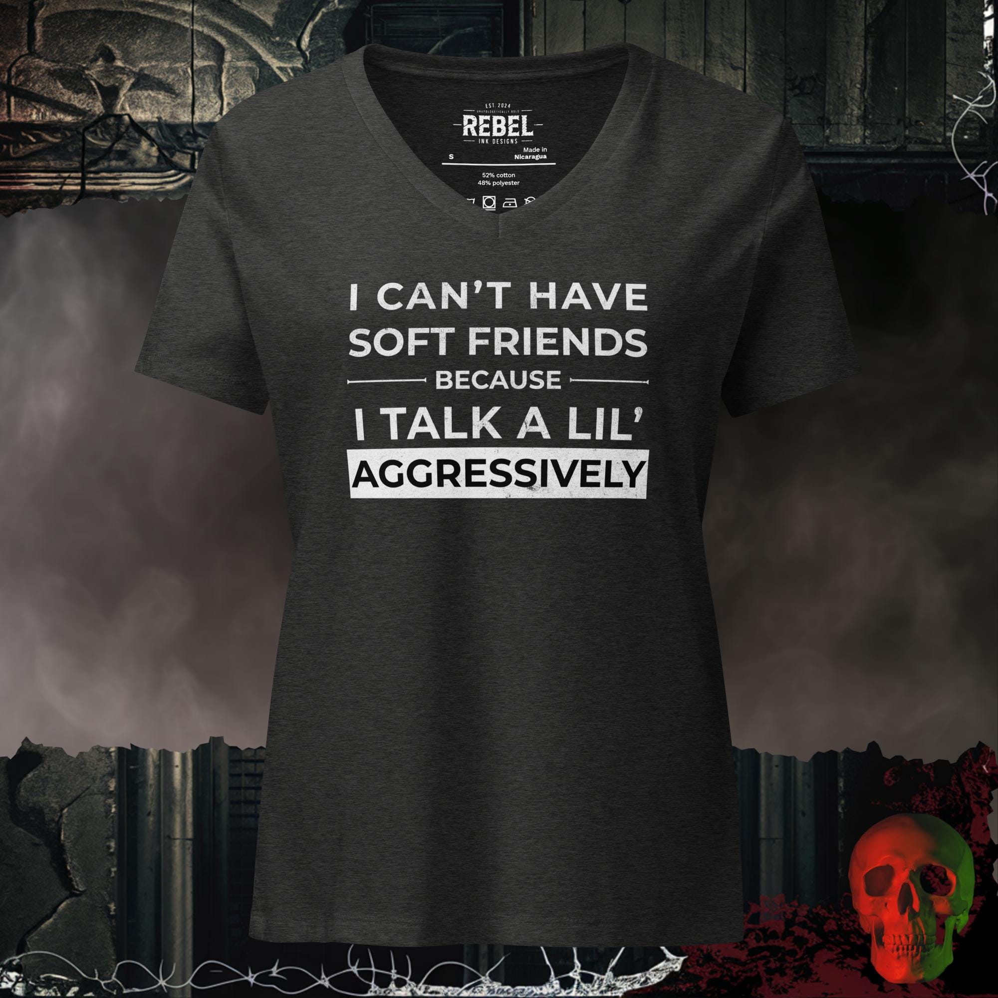 V-Neck Dark Grey Heather / S Can't Have Soft Friends Relaxed V-Neck
