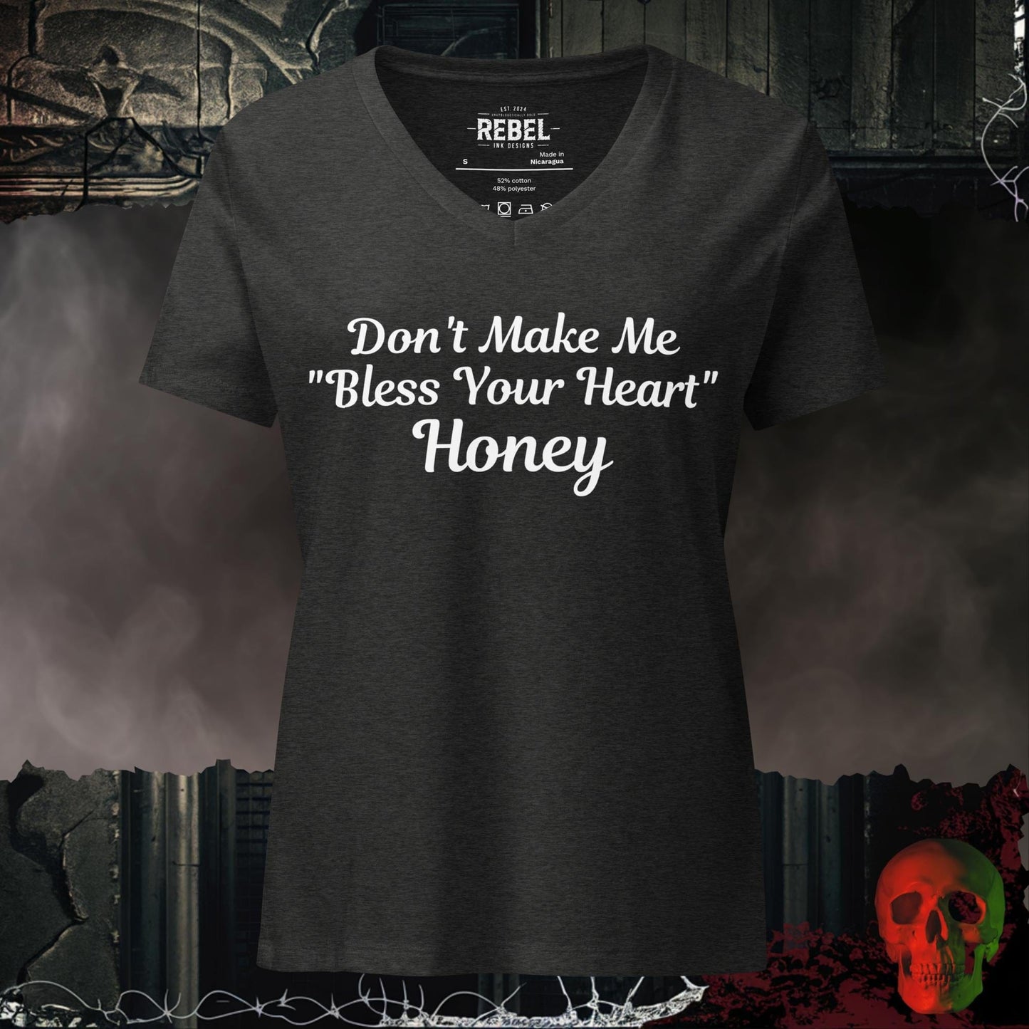V-Neck Dark Grey Heather / S Don't Make Me Bless Your Heart Relaxed V-Neck