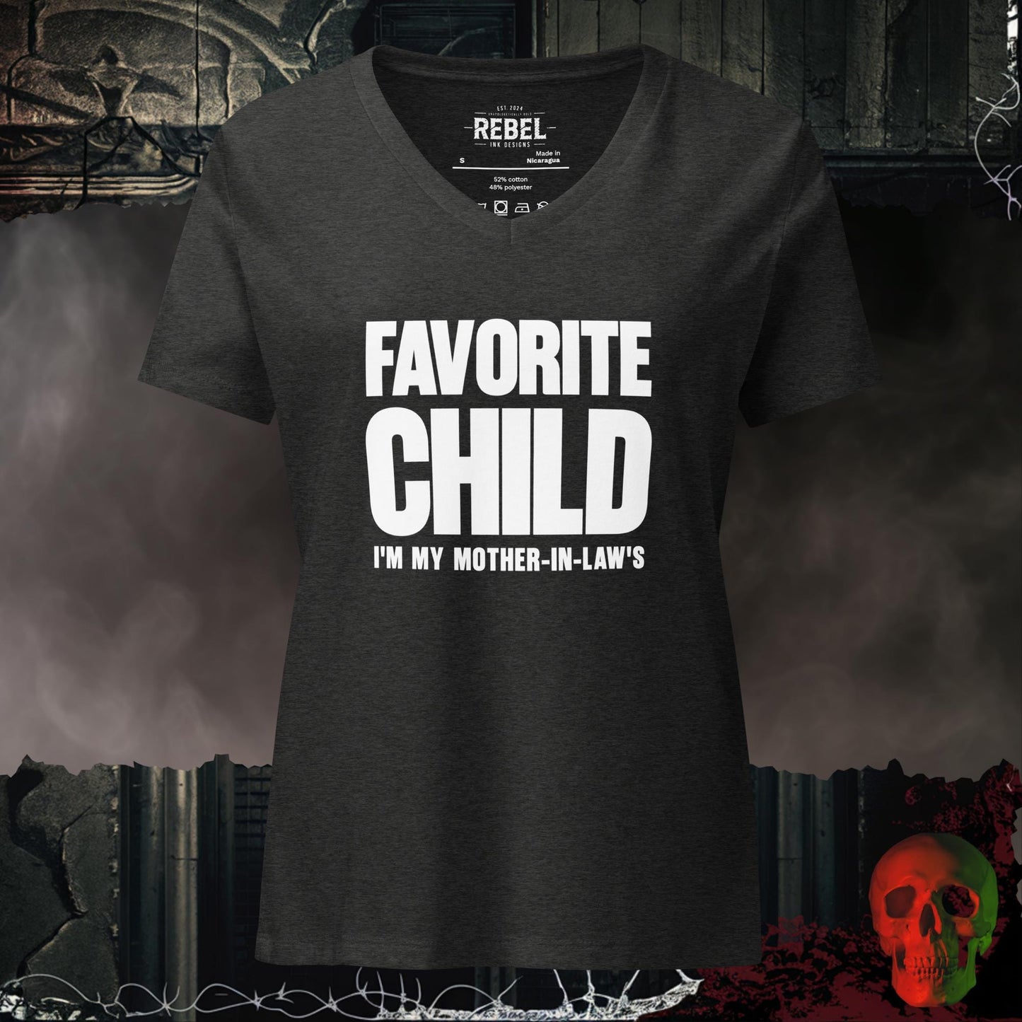 V-Neck Dark Grey Heather / S Favorite Child I'm My Mother-In-Law's Confident Women's V-Neck