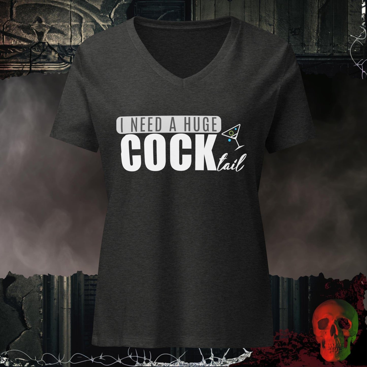 V-Neck Dark Grey Heather / S Huge COCK-tail Relaxed V-Neck