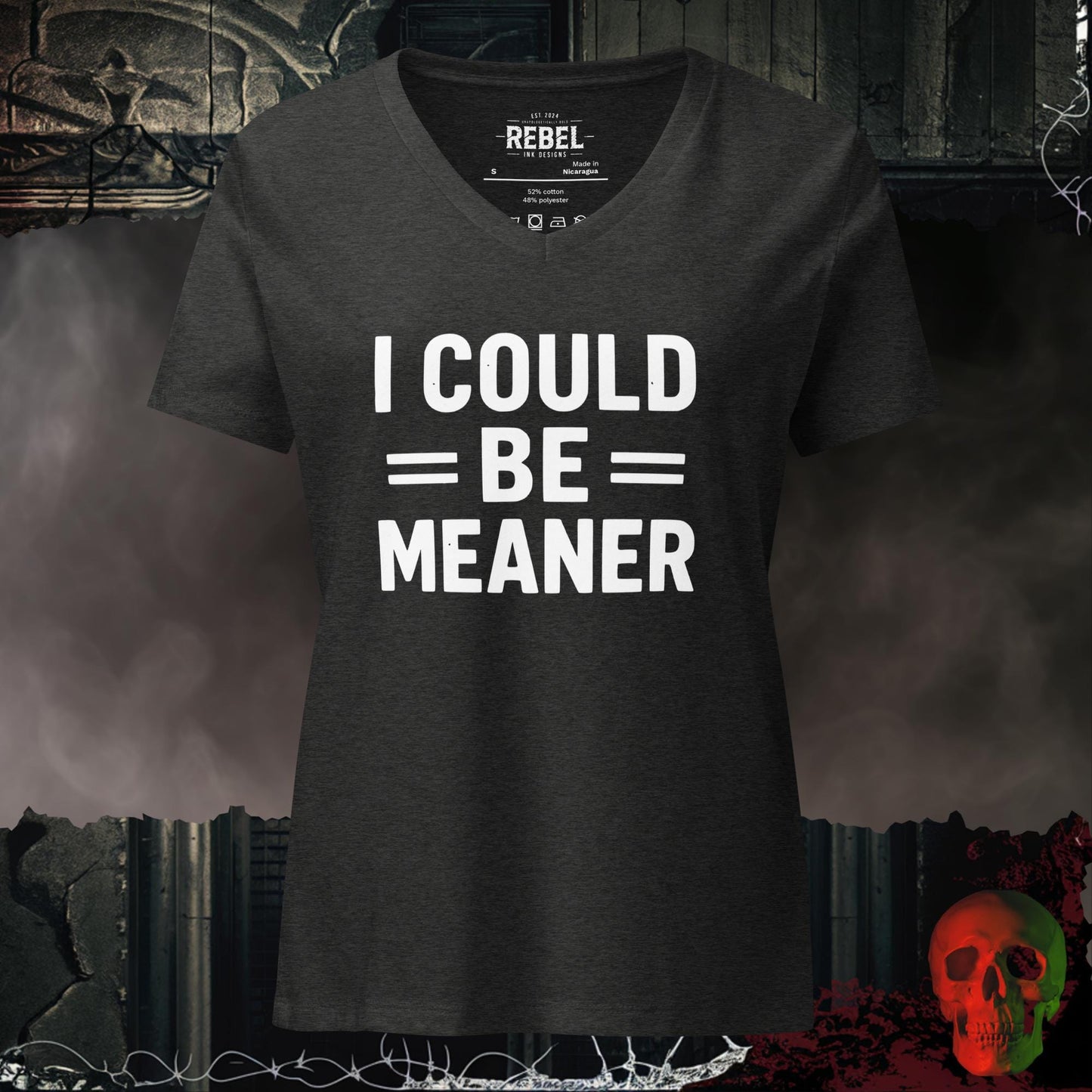 V-Neck Dark Grey Heather / S I Could Be Meaner Relaxed V-Neck