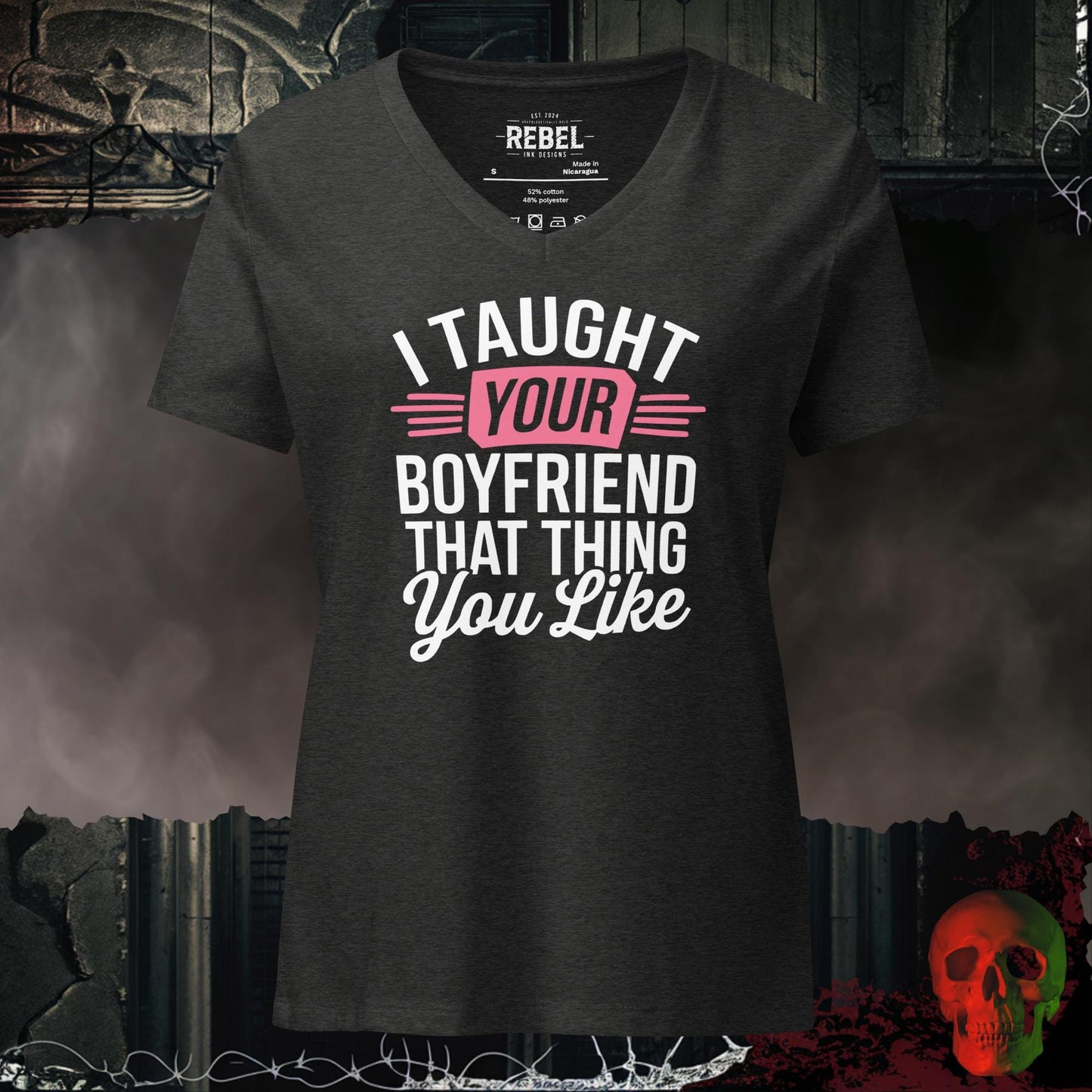 V-Neck Dark Grey Heather / S I Taught Your Boyfriend Relaxed V-Neck