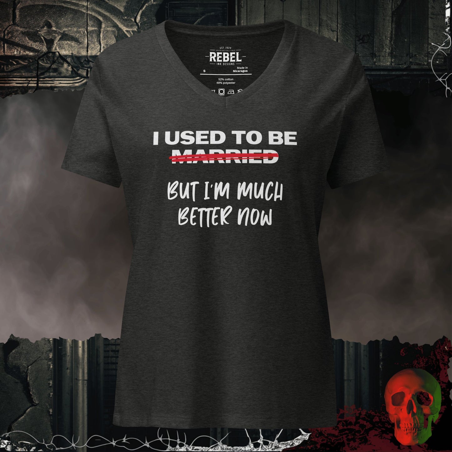 V-Neck Dark Grey Heather / S I Used to be Married Relaxed V-Neck