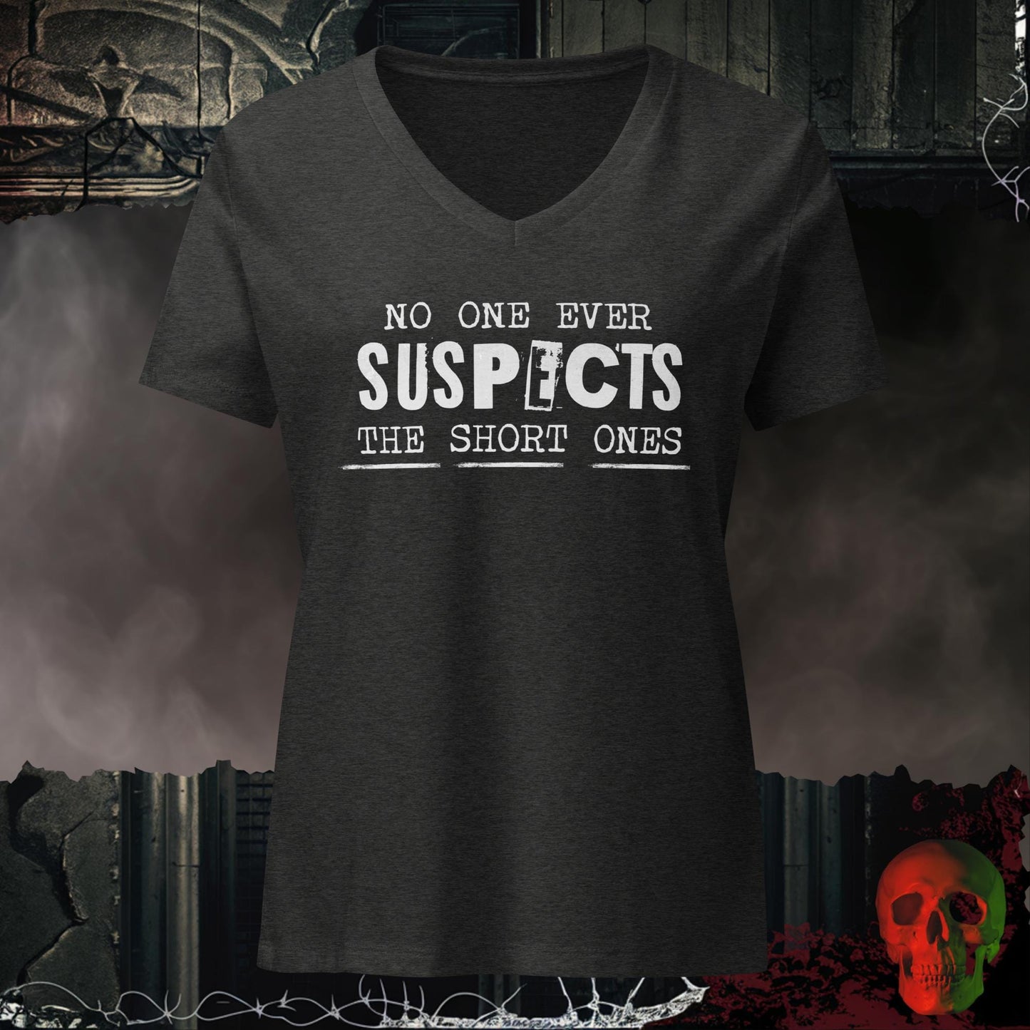 V-Neck Dark Grey Heather / S No One Suspects Women's Relaxed V-Neck