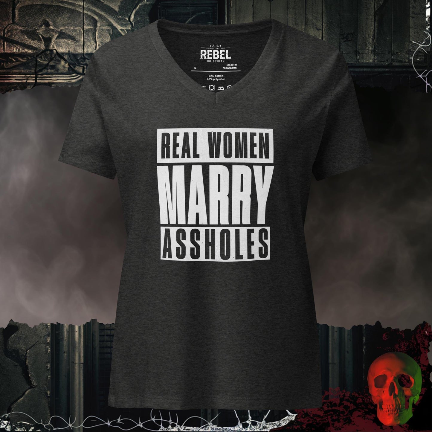 V-Neck Dark Grey Heather / S Real Women Marry Assholes Relaxed V-Neck