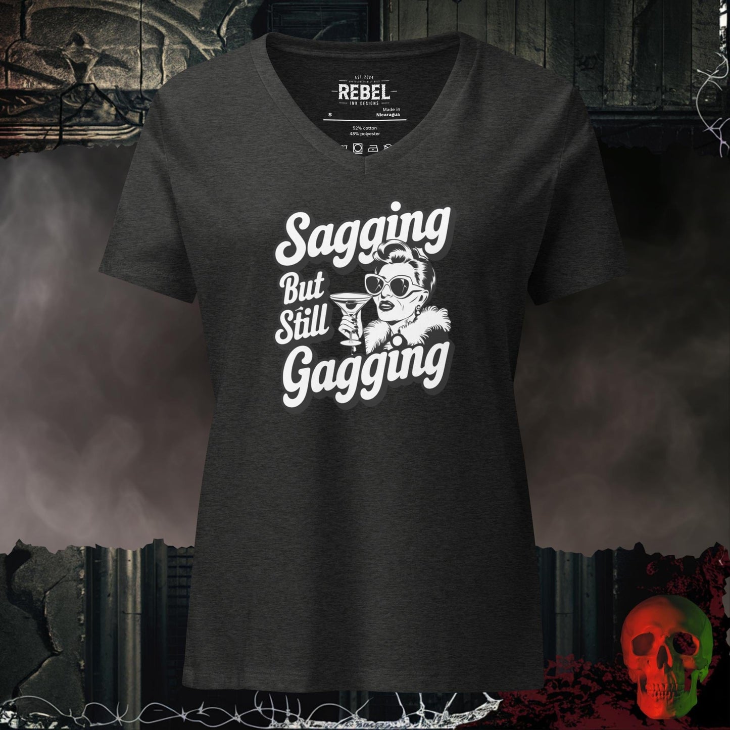 V-Neck Dark Grey Heather / S Sagging But Still Gagging Relaxed V-Neck