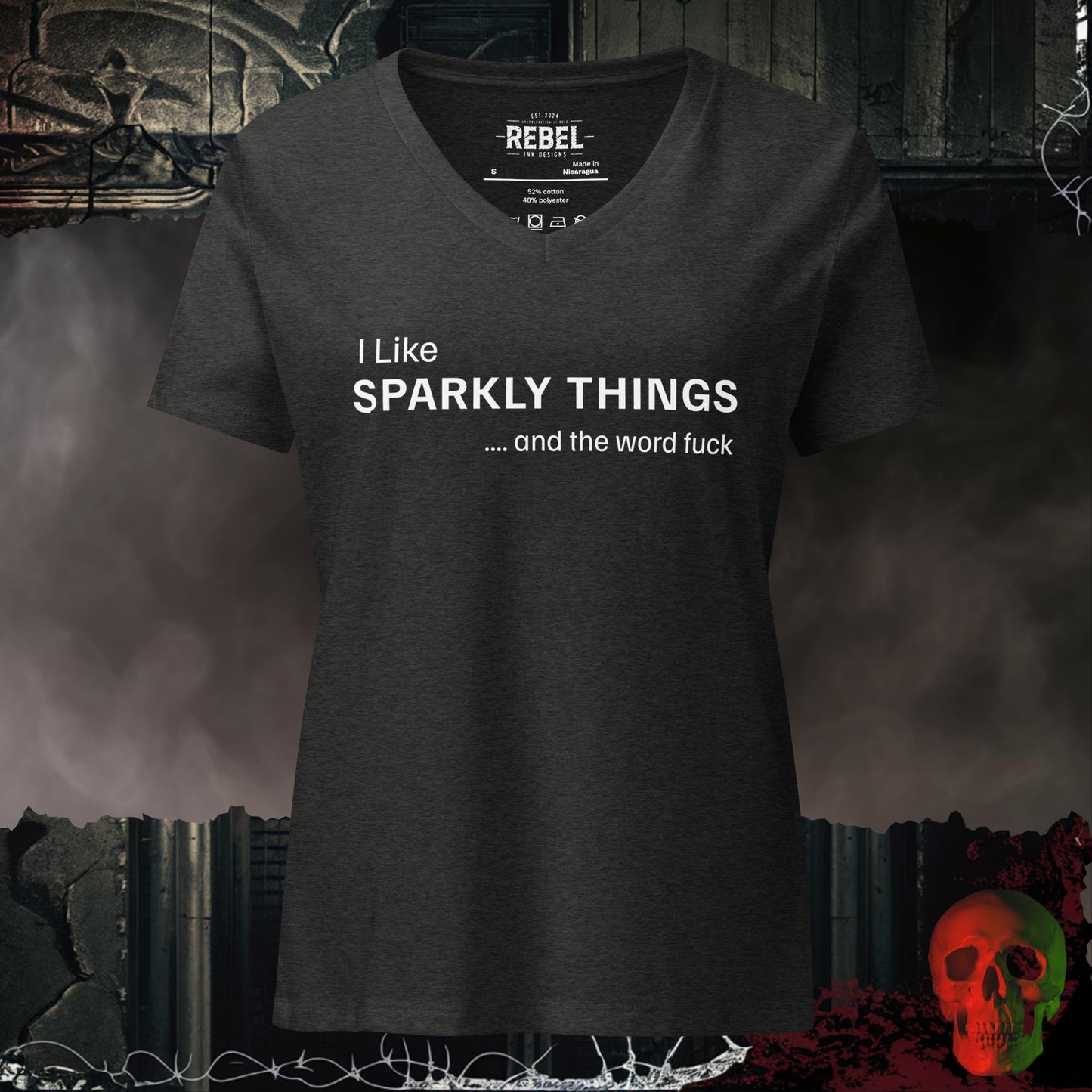 V-Neck Dark Grey Heather / S Sparkly Things Relaxed V-Neck