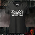 V-Neck Dark Grey Heather / S Tattoos Are Just Stickers V-Neck Tee | Rebel Ink Designs
