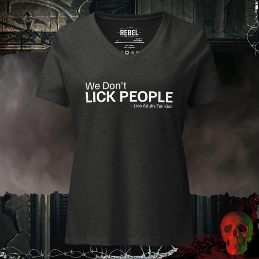 V-Neck Dark Grey Heather / S We Don't Lick People Relaxed V-Neck