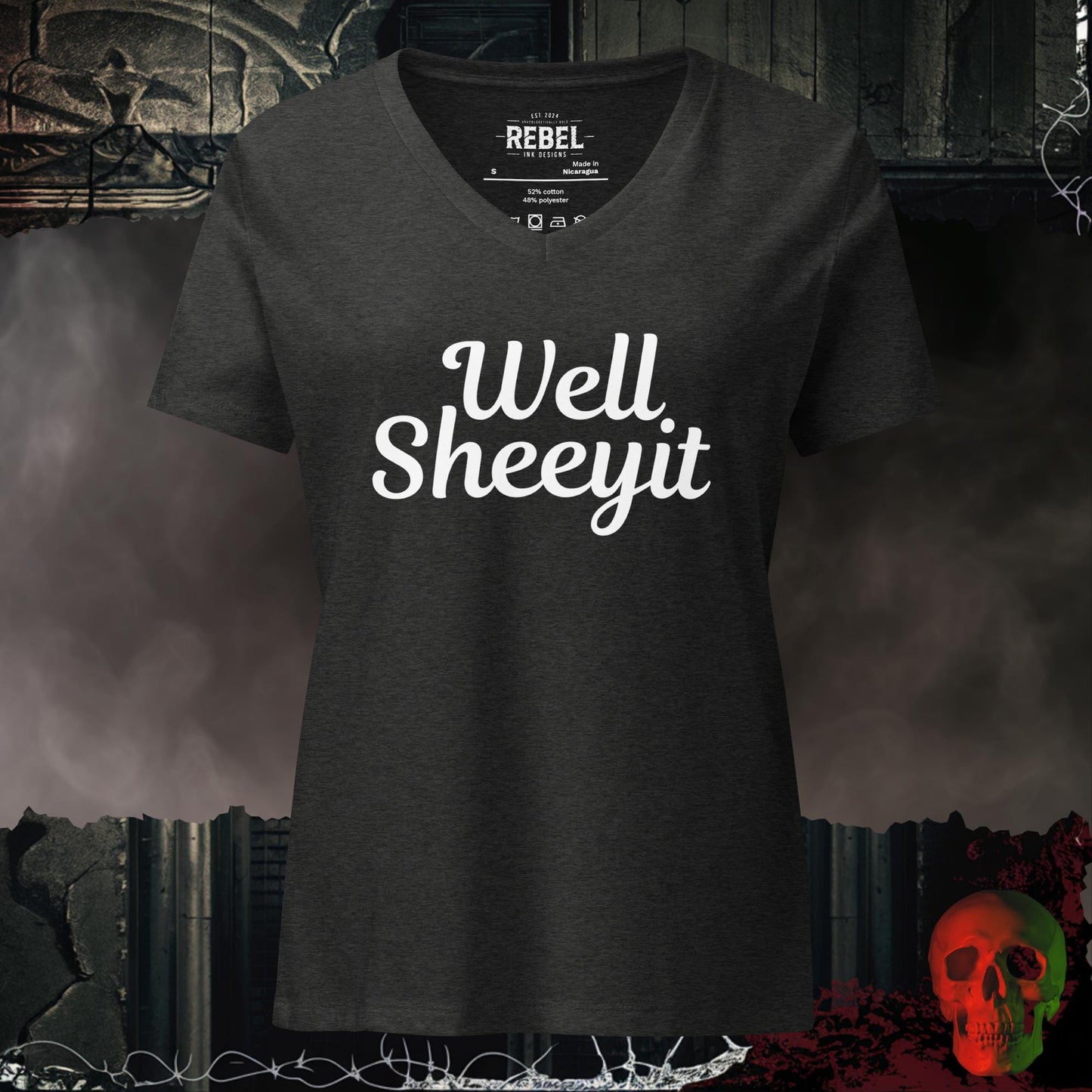 V-Neck Dark Grey Heather / S Well Sheeyit Relaxed V-Neck