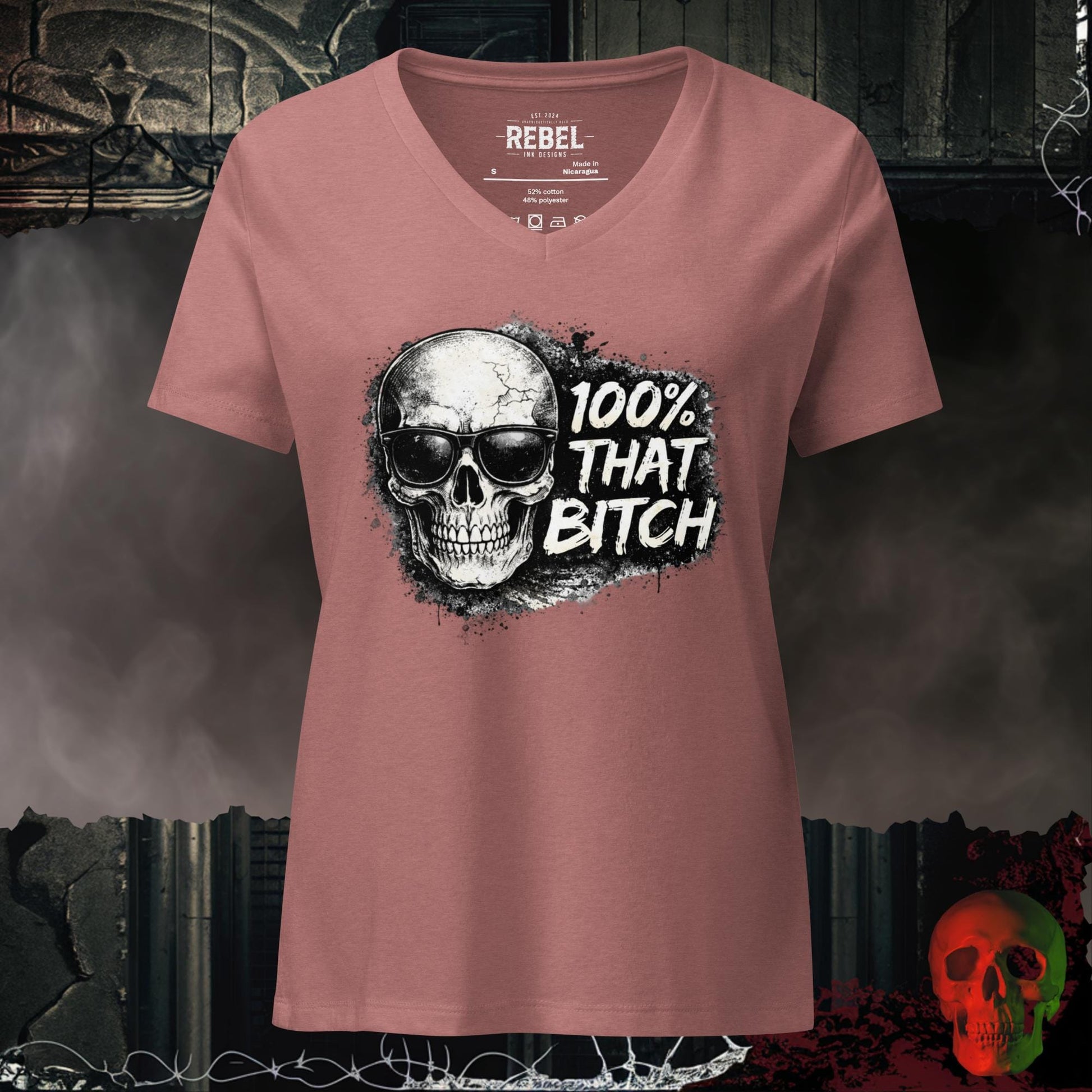 V-Neck Heather Mauve / S 100% That Bitch Relaxed V-Neck
