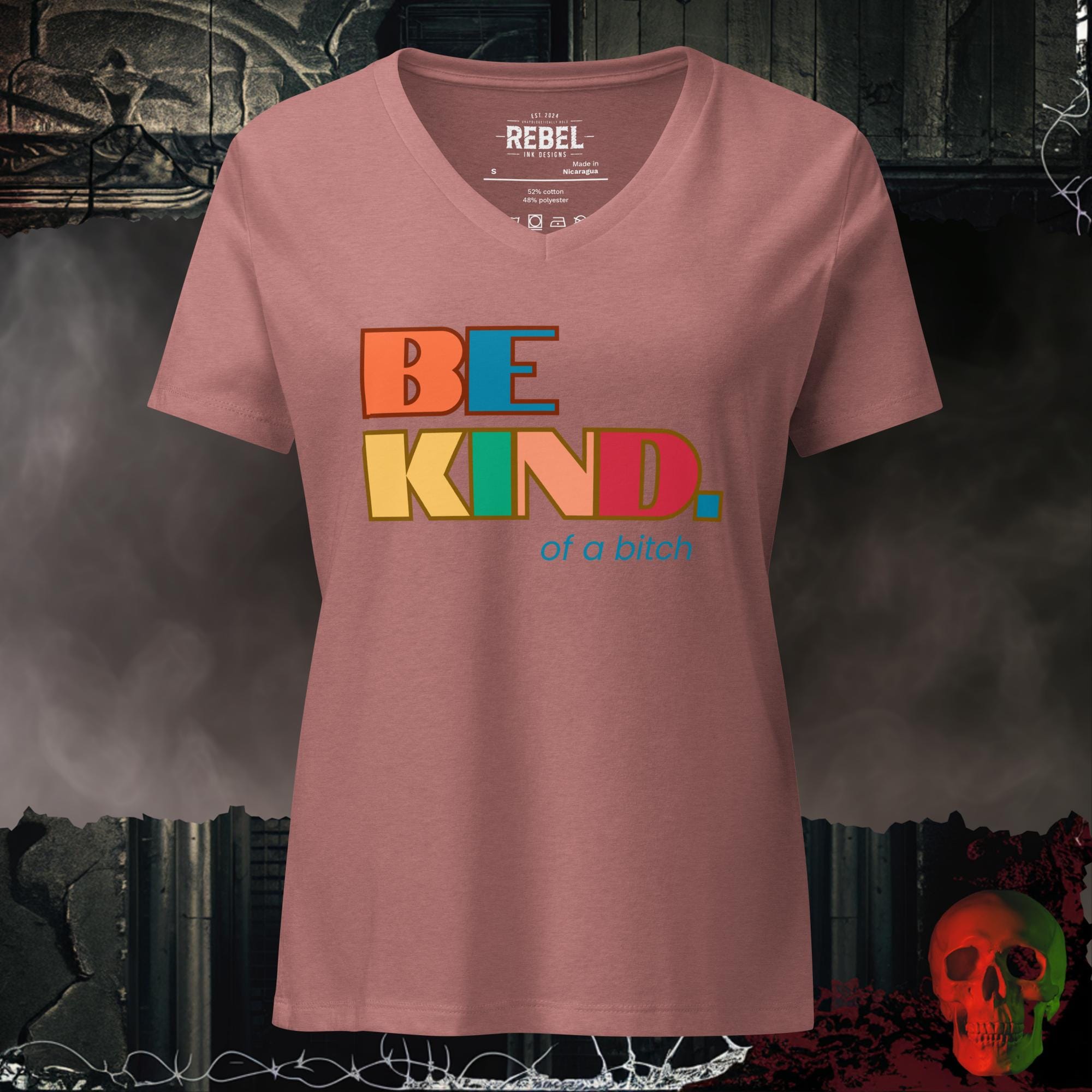V-Neck Heather Mauve / S Be Kind... of a B!tch Relaxed V-Neck