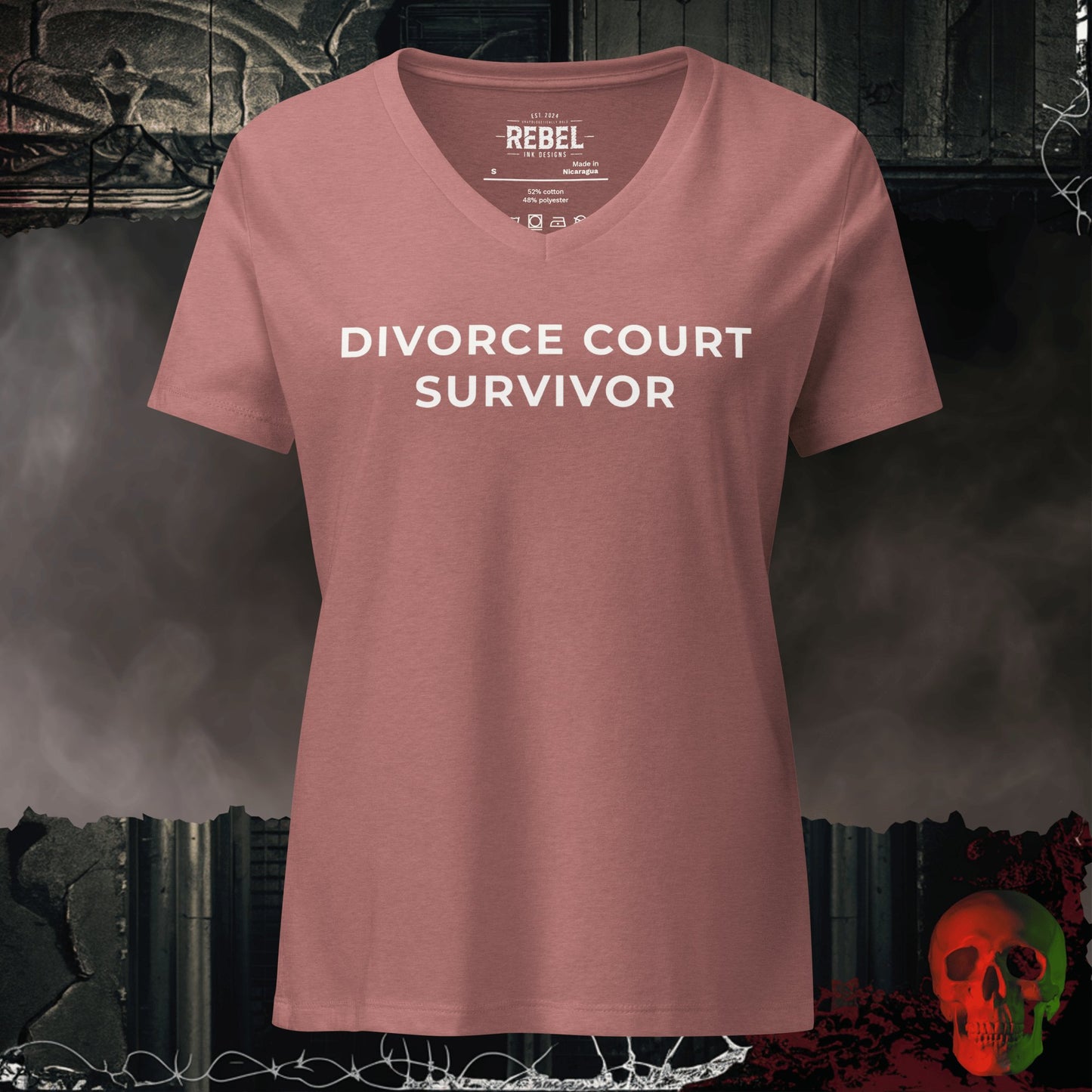 V-Neck Heather Mauve / S Divorce Court Survivor Relaxed V-Neck