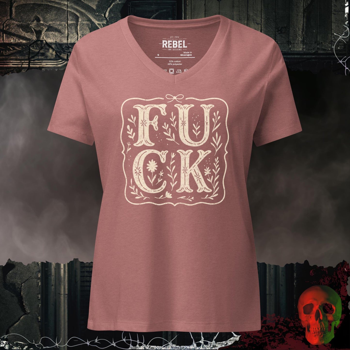 V-Neck Heather Mauve / S F**k Relaxed V-Neck