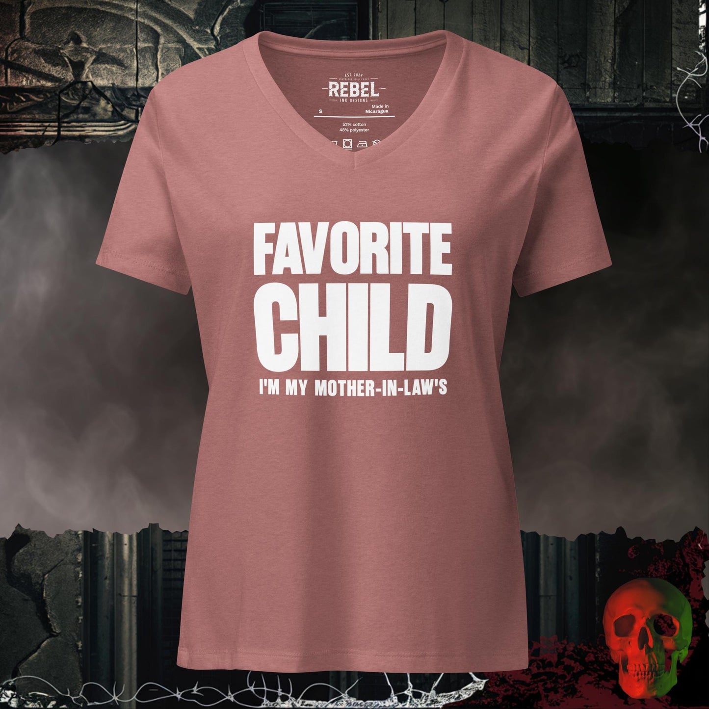V-Neck Heather Mauve / S Favorite Child I'm My Mother-In-Law's Confident Women's V-Neck