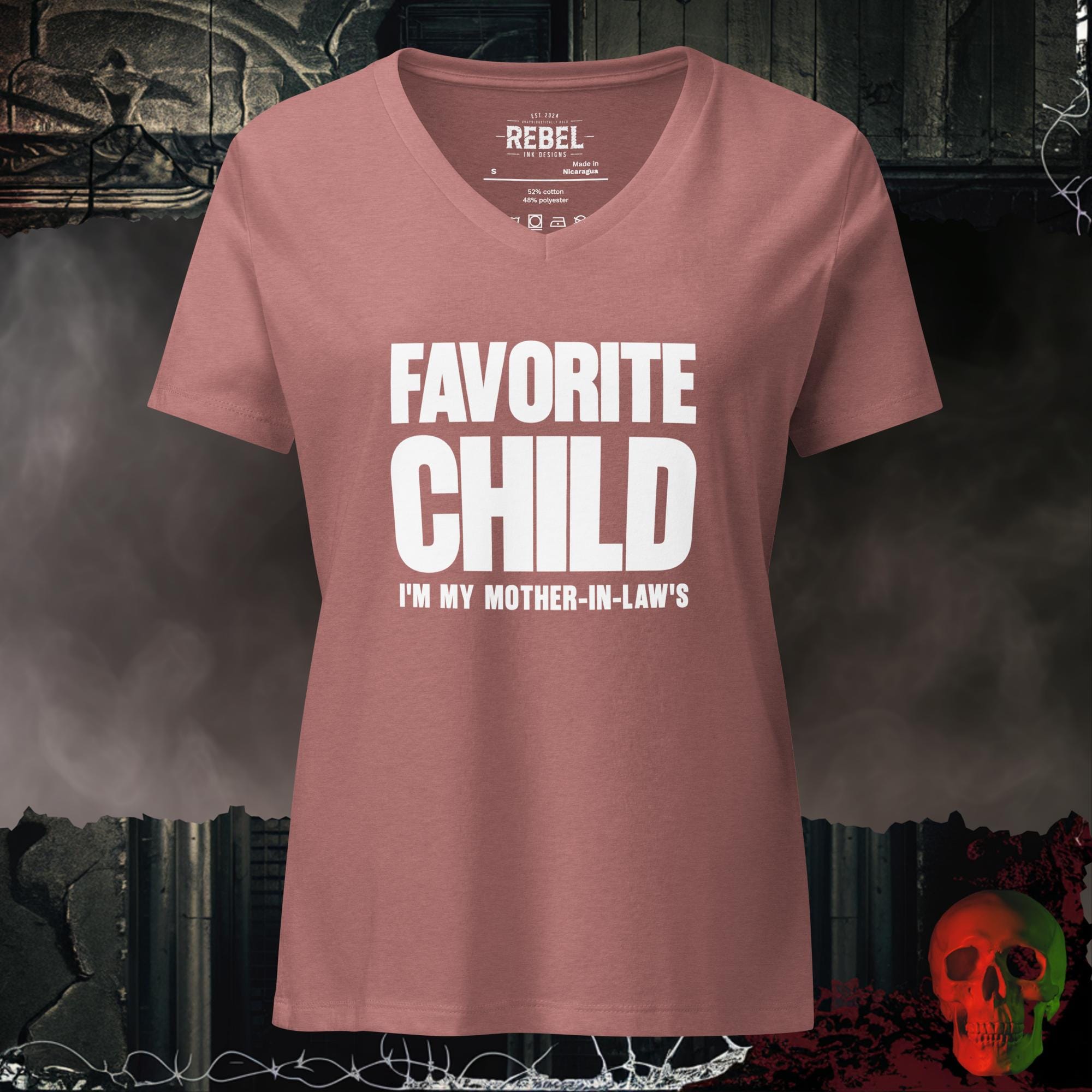 V-Neck Heather Mauve / S Favorite Child I'm My Mother-In-Law's Confident Women's V-Neck