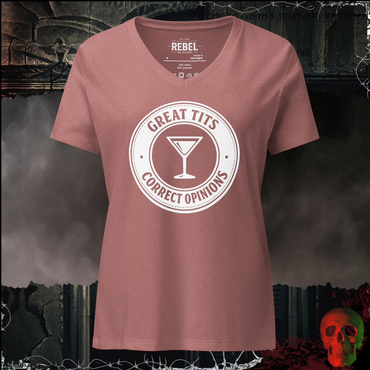V-Neck Heather Mauve / S Great Tits, Correct Opinions Women's V-Neck Tee | Rebel Ink Designs