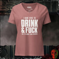 V-Neck Heather Mauve / S I Came Here to Drink & F*ck Bold Graphic Relaxed V-Neck | Rebel Ink Designs