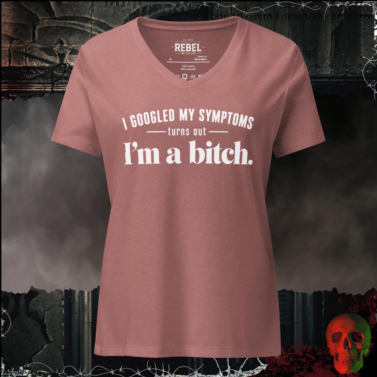 V-Neck Heather Mauve / S I Googled My Symptoms Turns Out I'm A Bitch Women's V-Neck Tee | Rebel Ink Designs