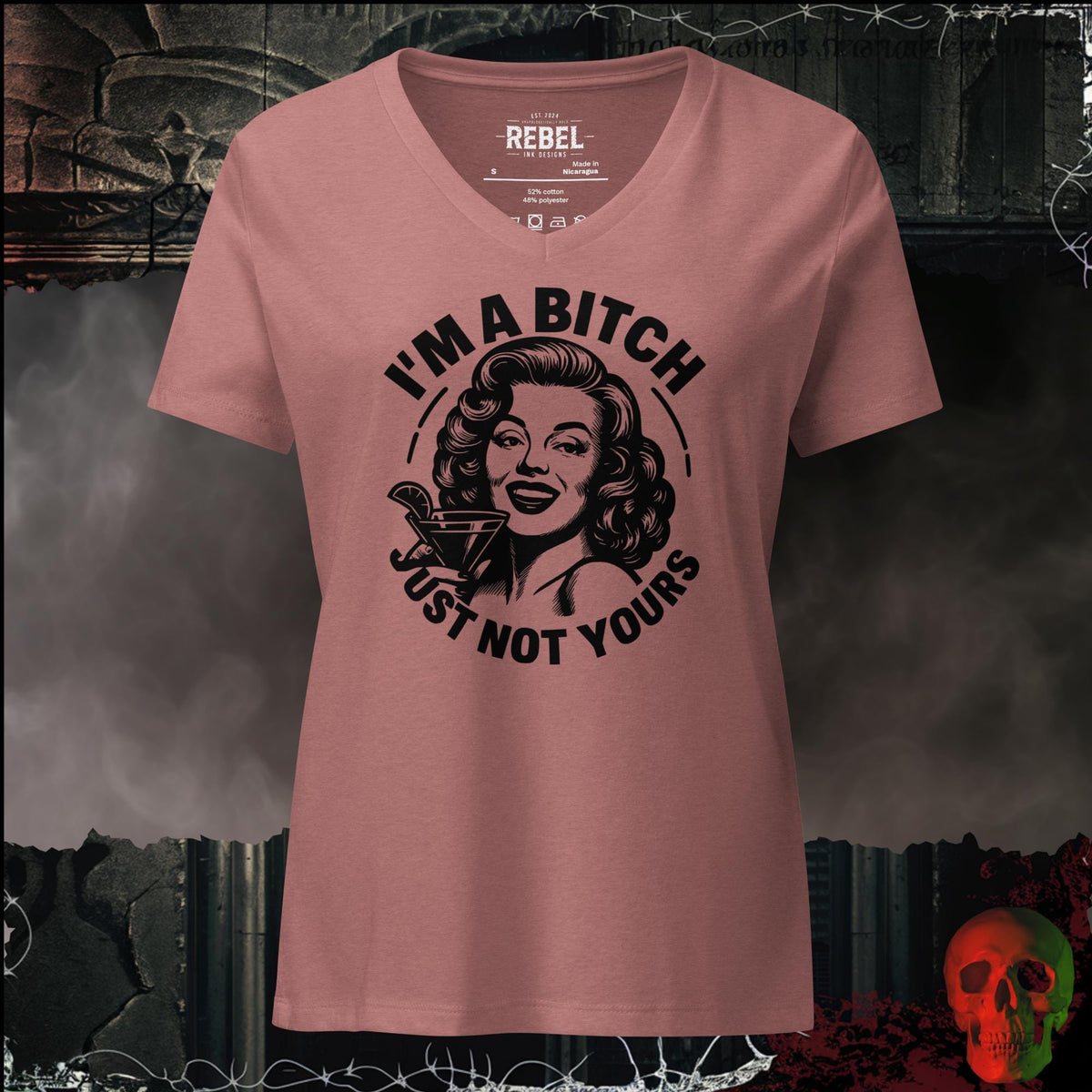 V-Neck Heather Mauve / S I'm a Bitch, Just Not Yours Women's V-Neck Tee | Rebel Ink Designs
