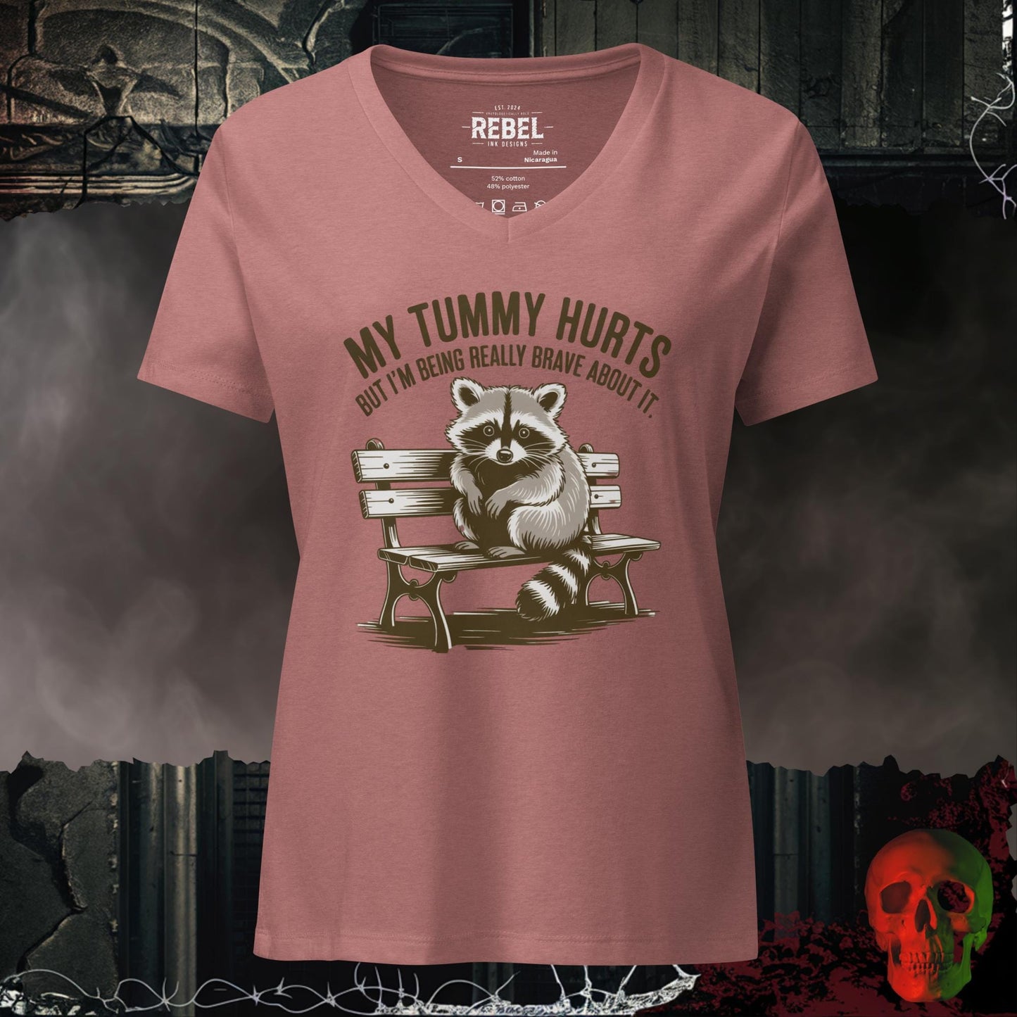 V-Neck Heather Mauve / S My Tummy Hurts Relaxed V-Neck