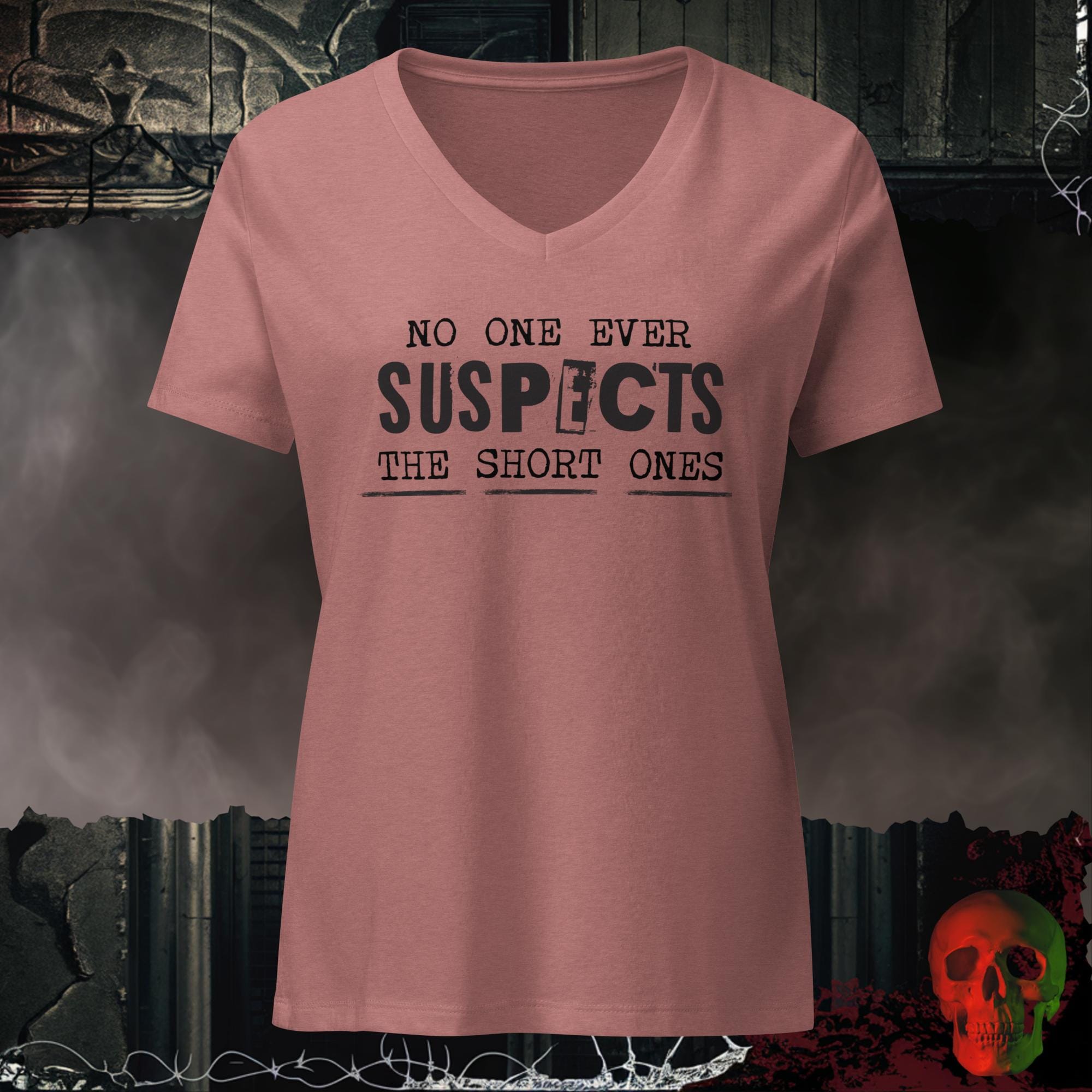 V-Neck Heather Mauve / S No One Suspects Women's Relaxed V-Neck