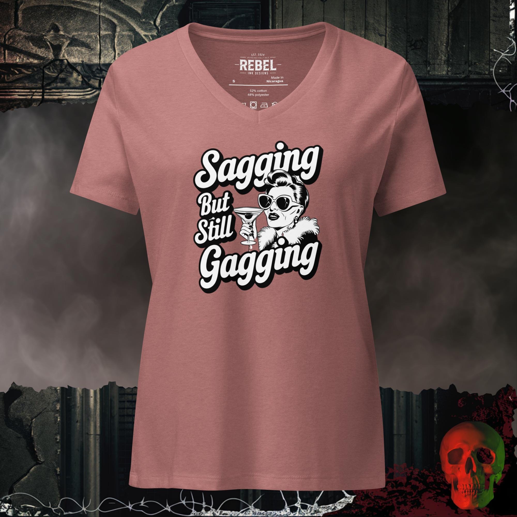 V-Neck Heather Mauve / S Sagging But Still Gagging Relaxed V-Neck