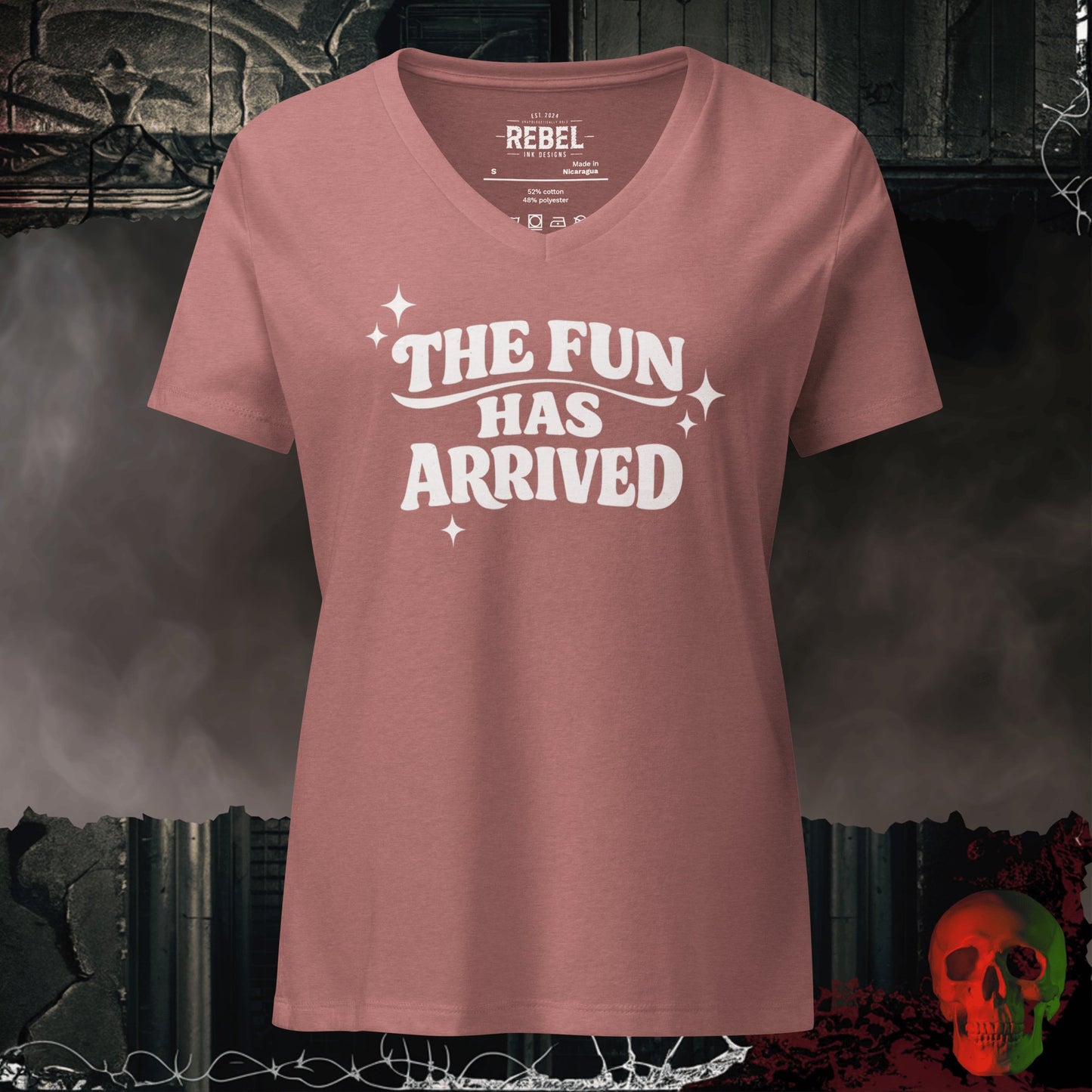V-Neck Heather Mauve / S The Fun Has Arrived Relaxed V-Neck