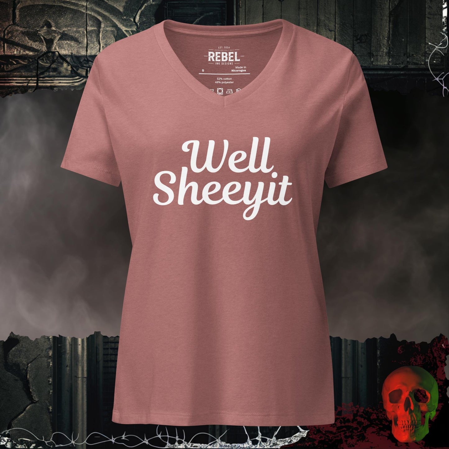 V-Neck Heather Mauve / S Well Sheeyit Relaxed V-Neck