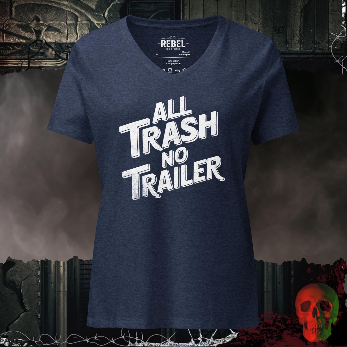 V-Neck Heather Navy / S All Trash No Trailer Relaxed V-Neck