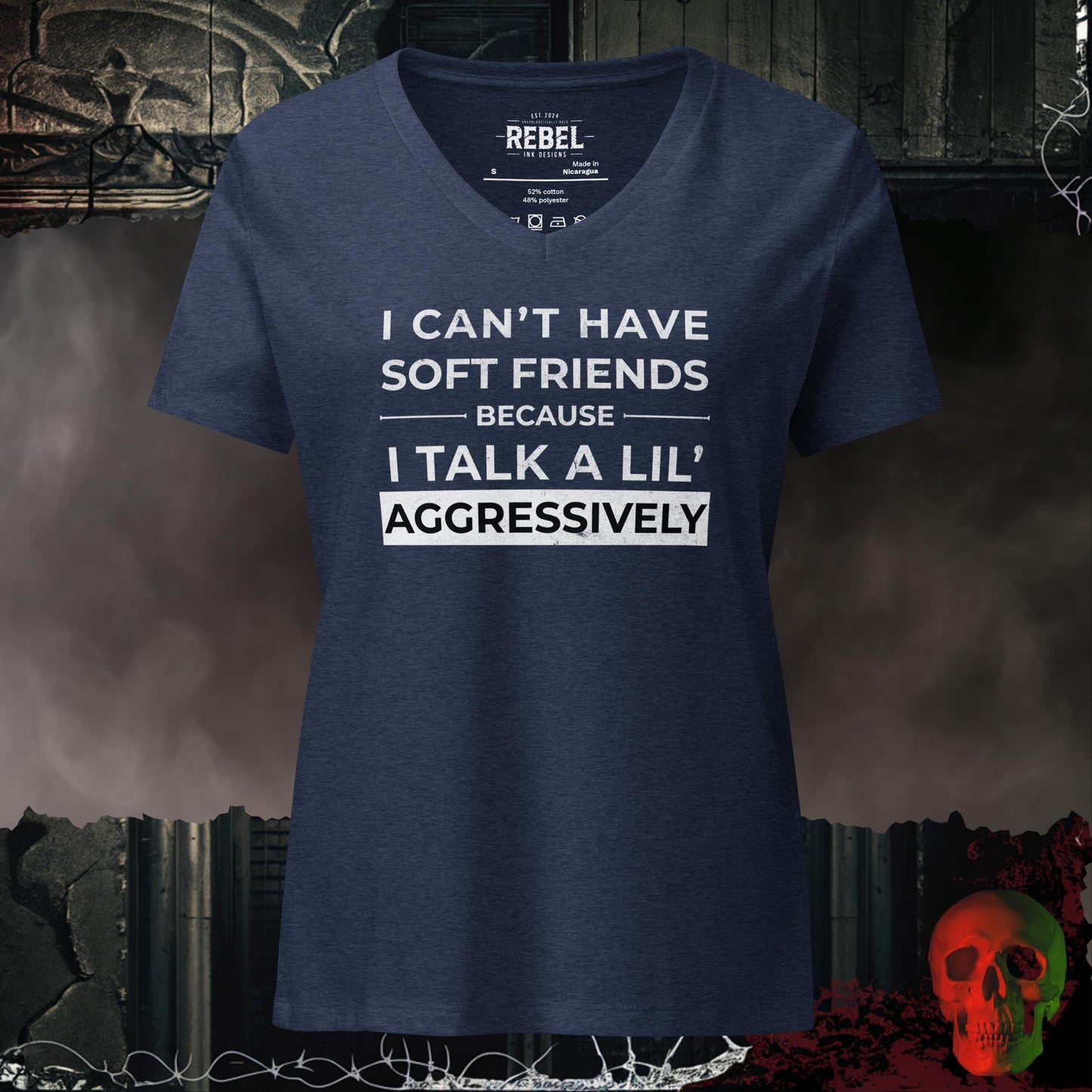V-Neck Heather Navy / S Can't Have Soft Friends Relaxed V-Neck