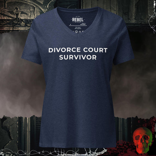 V-Neck Heather Navy / S Divorce Court Survivor V-Neck Tee | Rebel Ink Designs