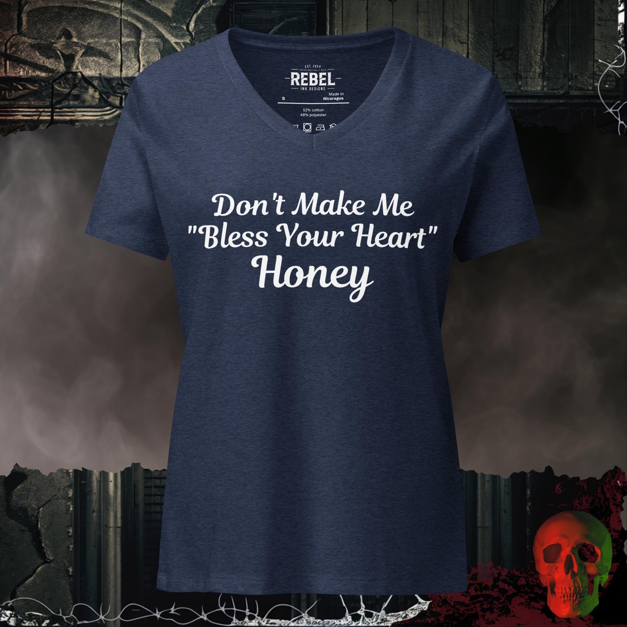 V-Neck Heather Navy / S Don't Make Me Bless Your Heart Relaxed V-Neck