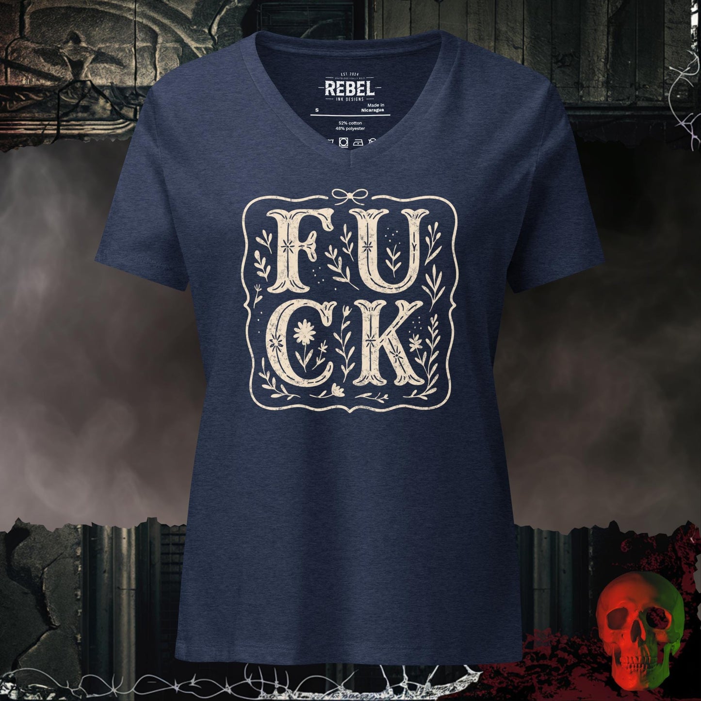 V-Neck Heather Navy / S F**k Relaxed V-Neck