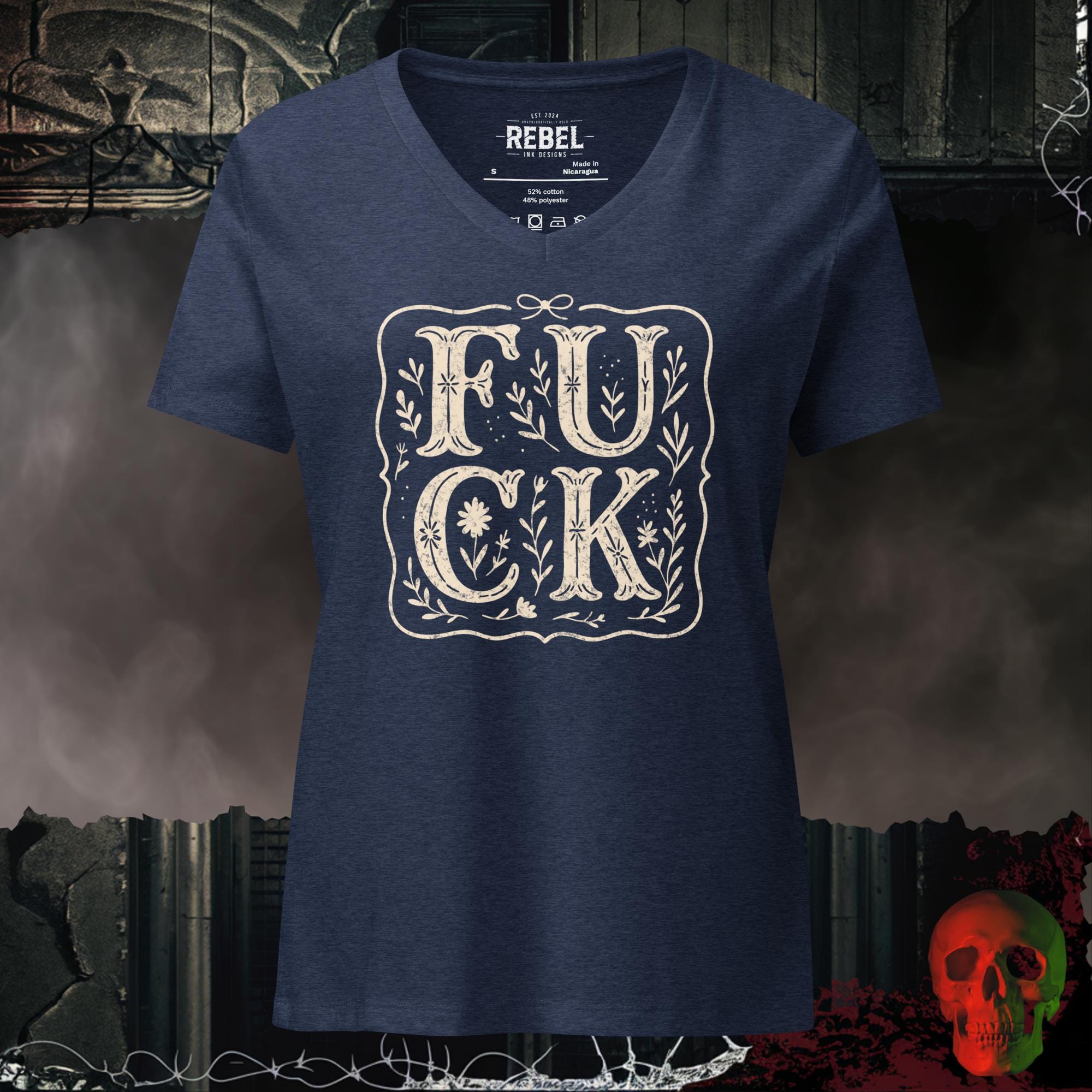 V-Neck Heather Navy / S F**k Relaxed V-Neck