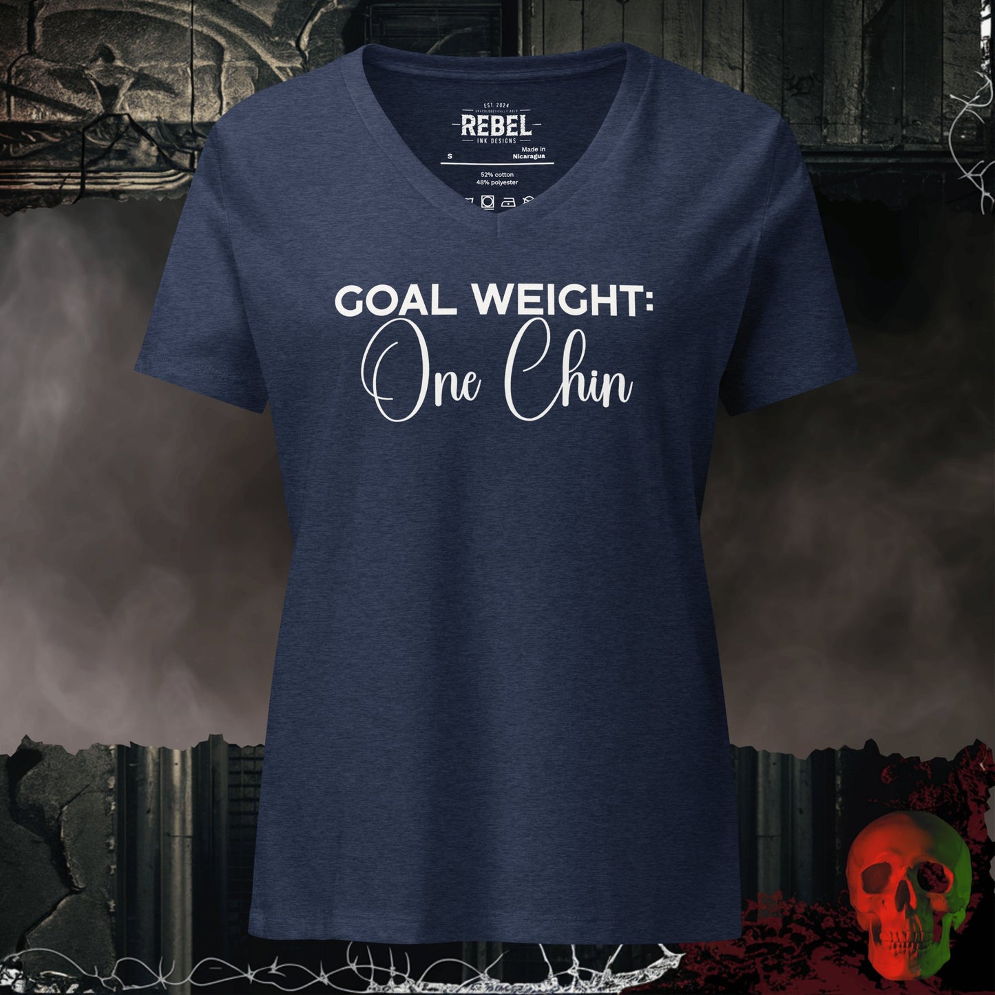V-Neck Heather Navy / S Goal Weight One Chin Relaxed V-Neck