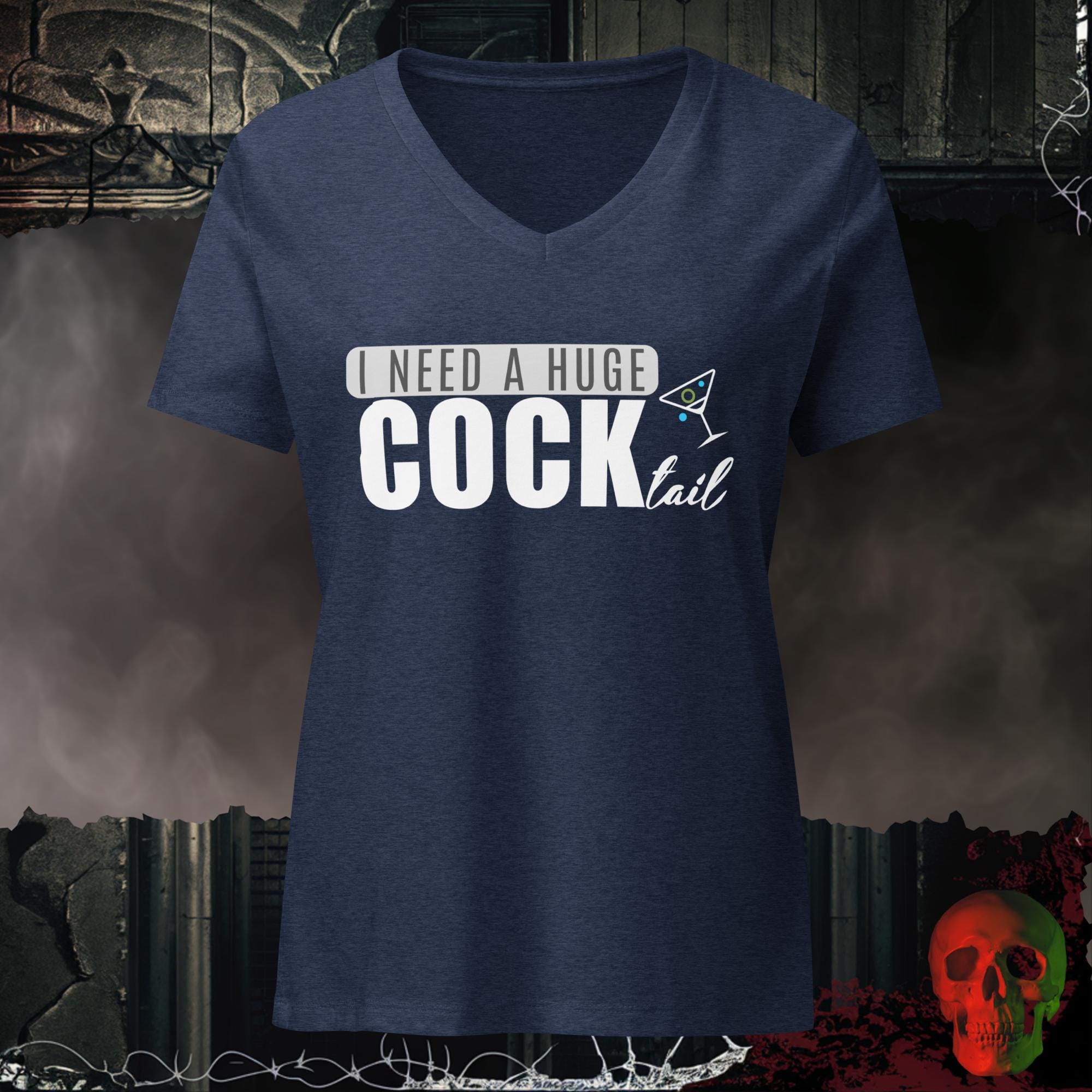 V-Neck Heather Navy / S Huge COCK-tail Relaxed V-Neck