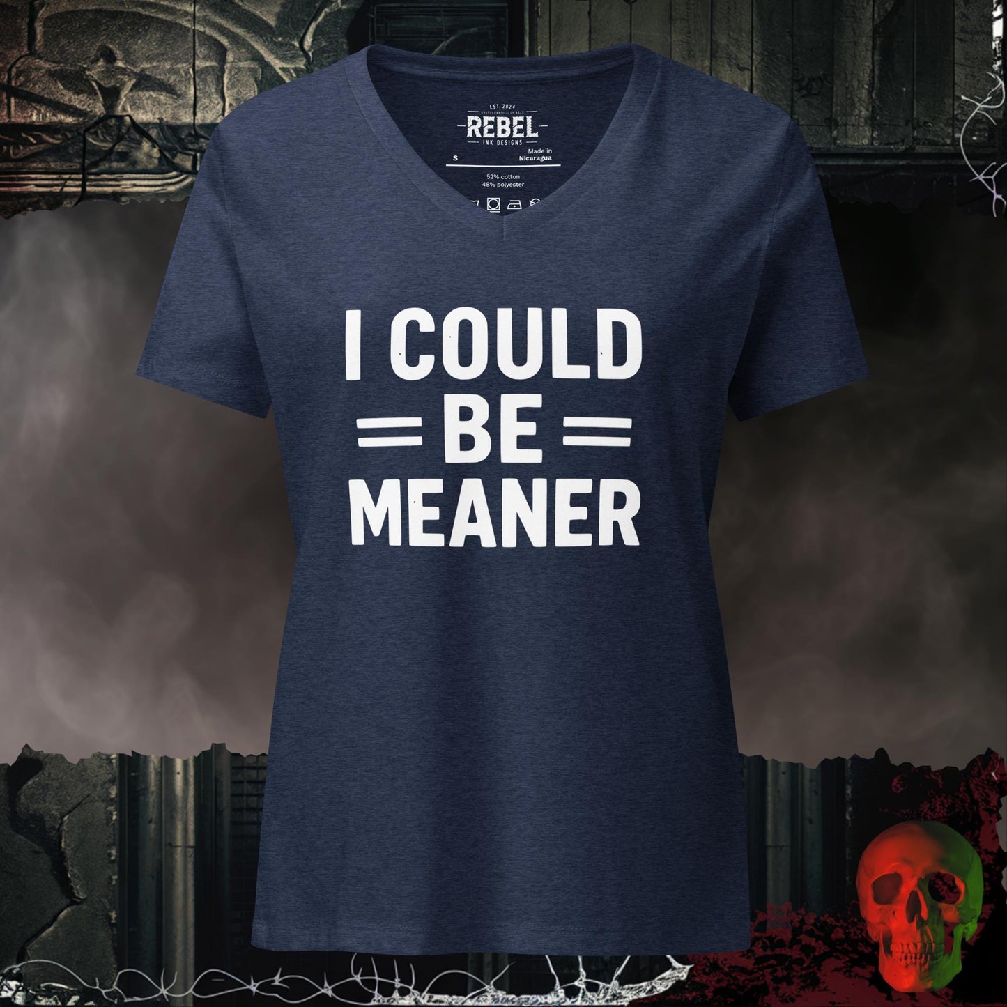 V-Neck Heather Navy / S I Could Be Meaner Relaxed V-Neck